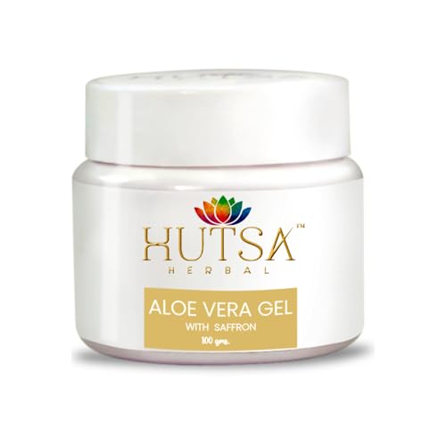 Hutsa Pure Aloe Vera Gel with Saffron for Face & Skin Care - 100gm Hydrating Gel for Glowing Skin, Men & Women | Perfect for Sunburn Relief, Daily Moisturizing & After Shave Soothing