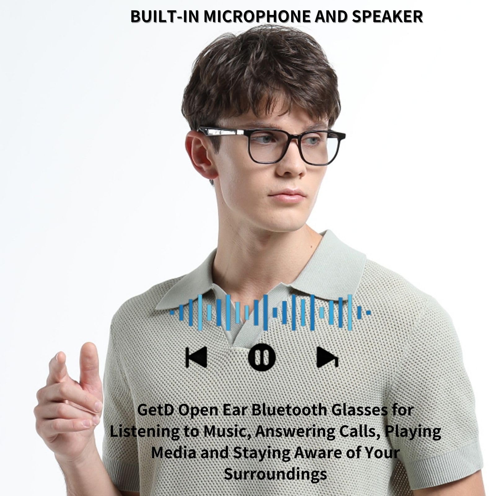 Duoecho Smart Glasses - Wireless Bluetooth AI Translator Glasses with 11H Battery, Anti-Blue Light UV Protection, Built-in Mic & Speakers for Voice Control - Perfect for Gaming, Meetings & Outdoor Activities