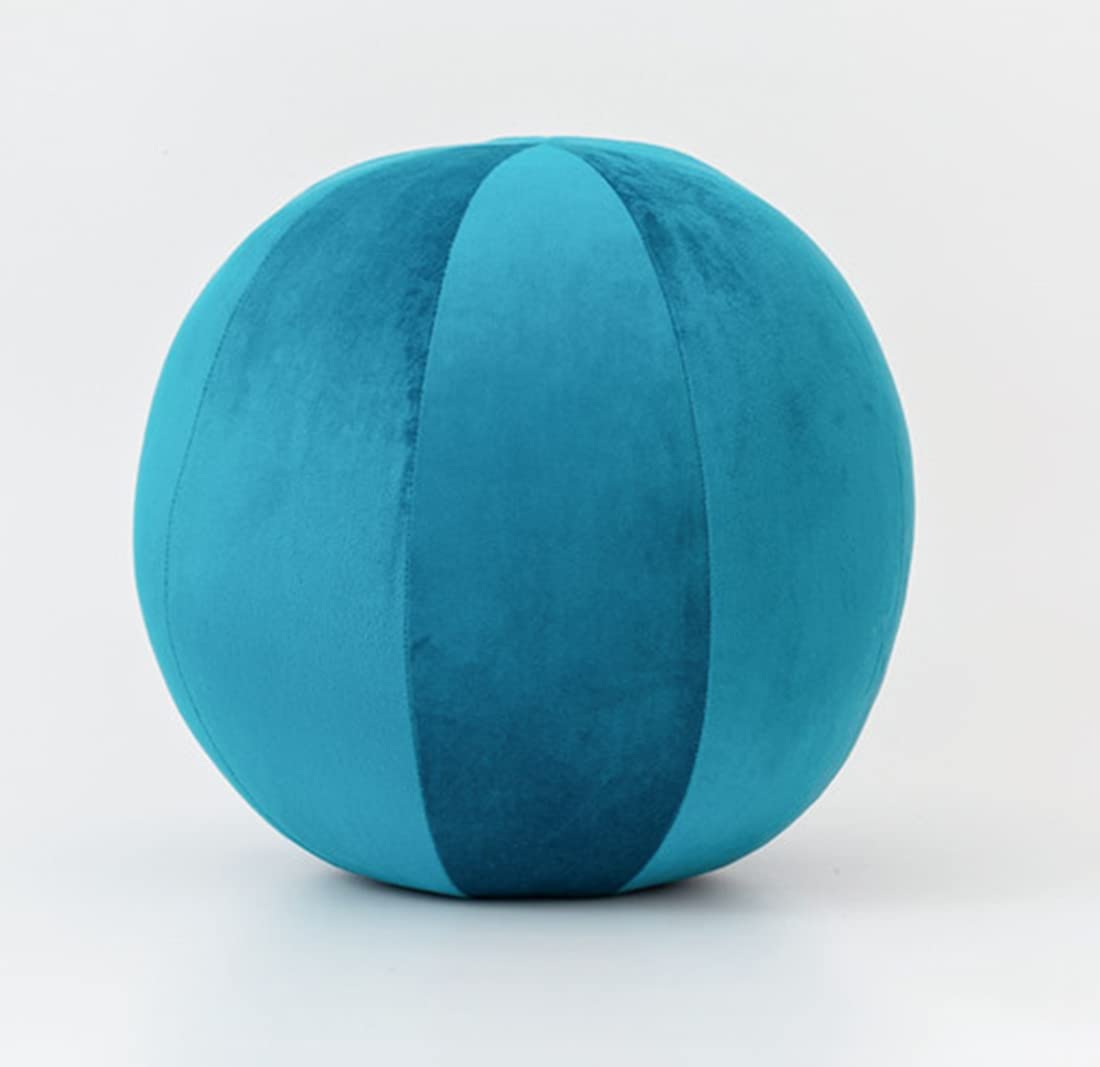 Blue Velvet Round Throw Pillows - Nordic Style Sofa Cushions for Home Decor, Living Room, Bedroom & Office (Set of 2) - Soft Decorative Accent Pillows for Couches, Chairs and Window Seats