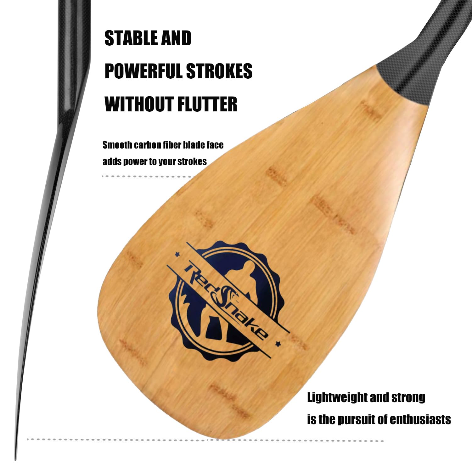 Premium RedSnake Carbon Fiber Stand Up Paddleboard Paddle - 3-Piece Adjustable SUP Oar with Carbon Fiber Blade & Imitation Bamboo Design - Includes Carry Backpack - Perfect for Kayaking, Surfing & Outdoor Water Sports