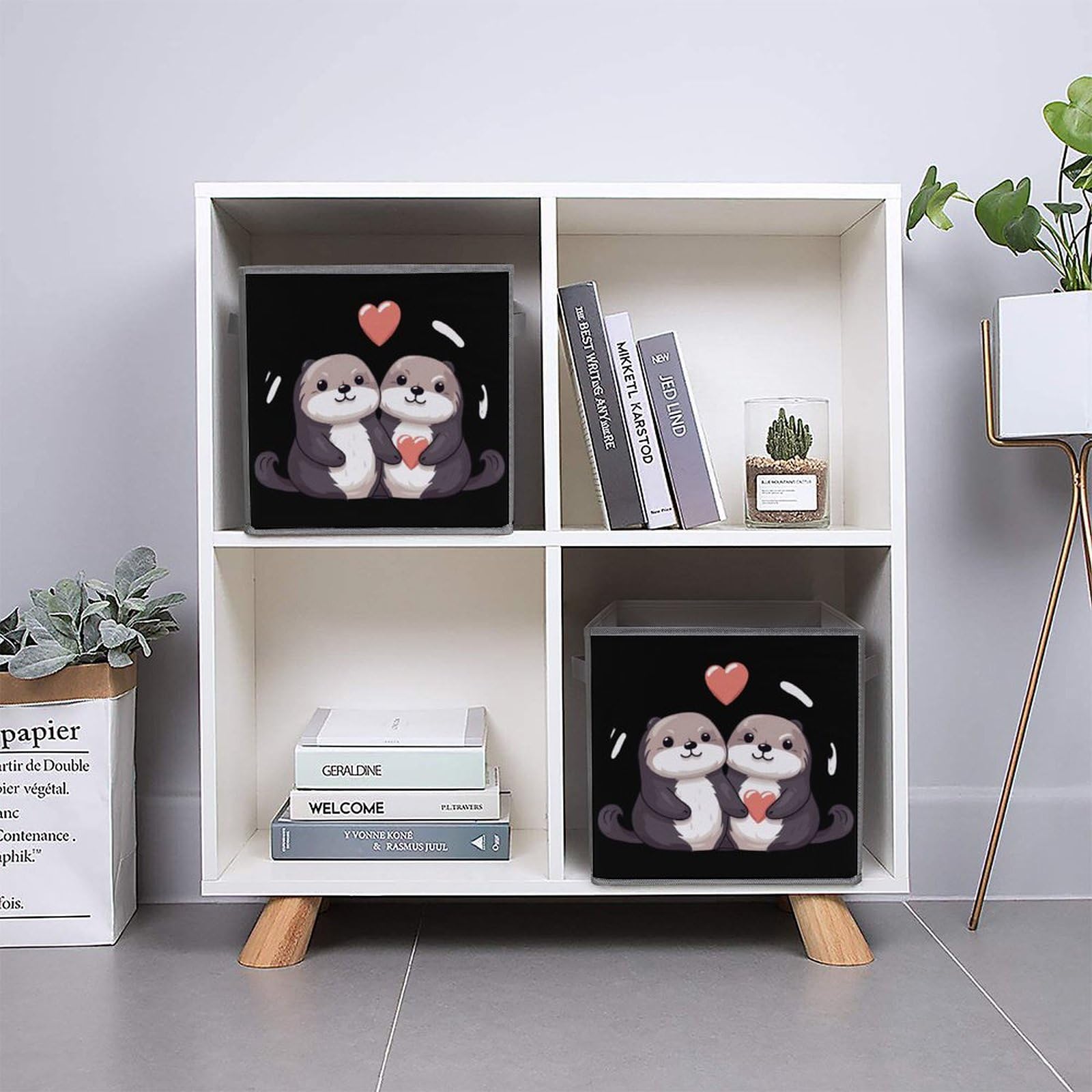 Foldable Storage Cubes Organizers - 6 Pack Square Storage Baskets with Handles for Closet, Nursery, Office & Home Organization | Sea Otters Design