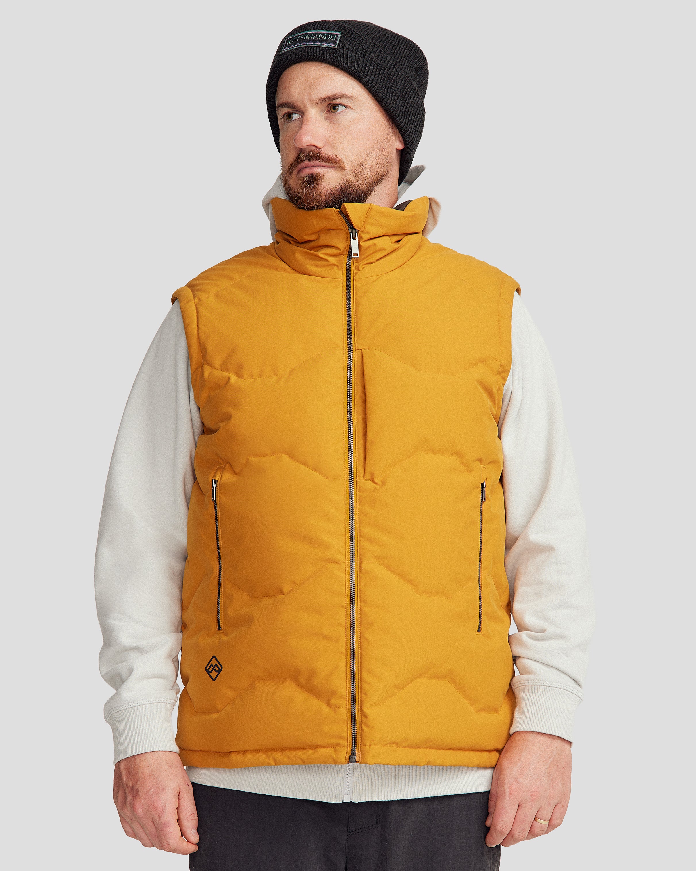Men's Frisco X Down Vest - Lightweight Warm Puffer Jacket for Outdoor Activities - Golden Oak Color for Fall & Winter Fashion