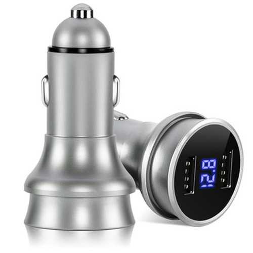 Fast Charging 3.1A Dual USB Car Charger with LED Display - Compatible with iPhone, Samsung, Huawei, iPad - Perfect for Road Trips & Daily Commutes