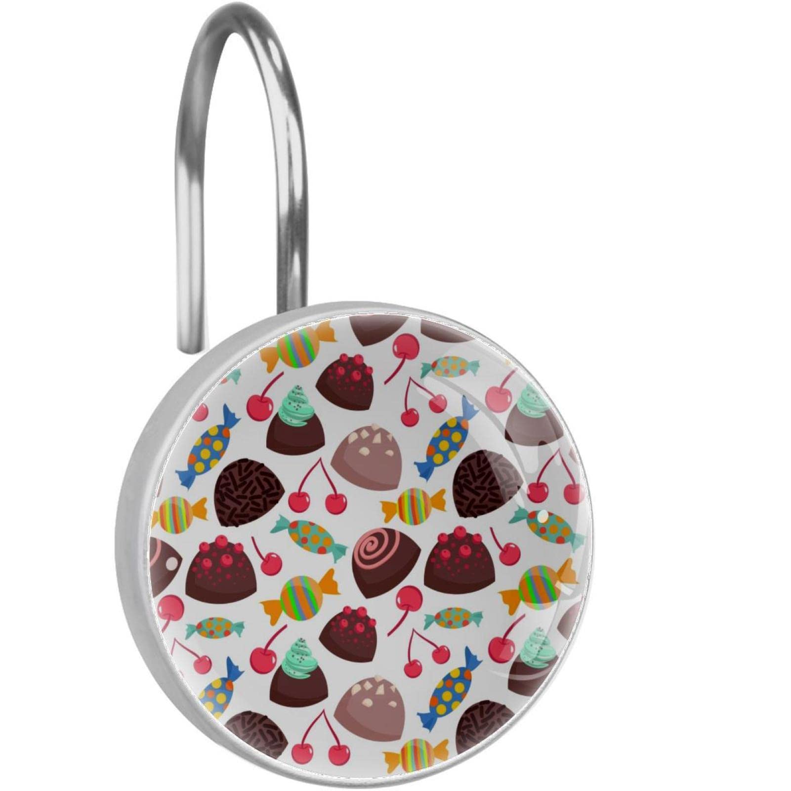 Sweet Pattern Decorative Shower Curtain Hooks - Elegant Bathroom Accessories for Vintage & Modern Bathroom Decor
