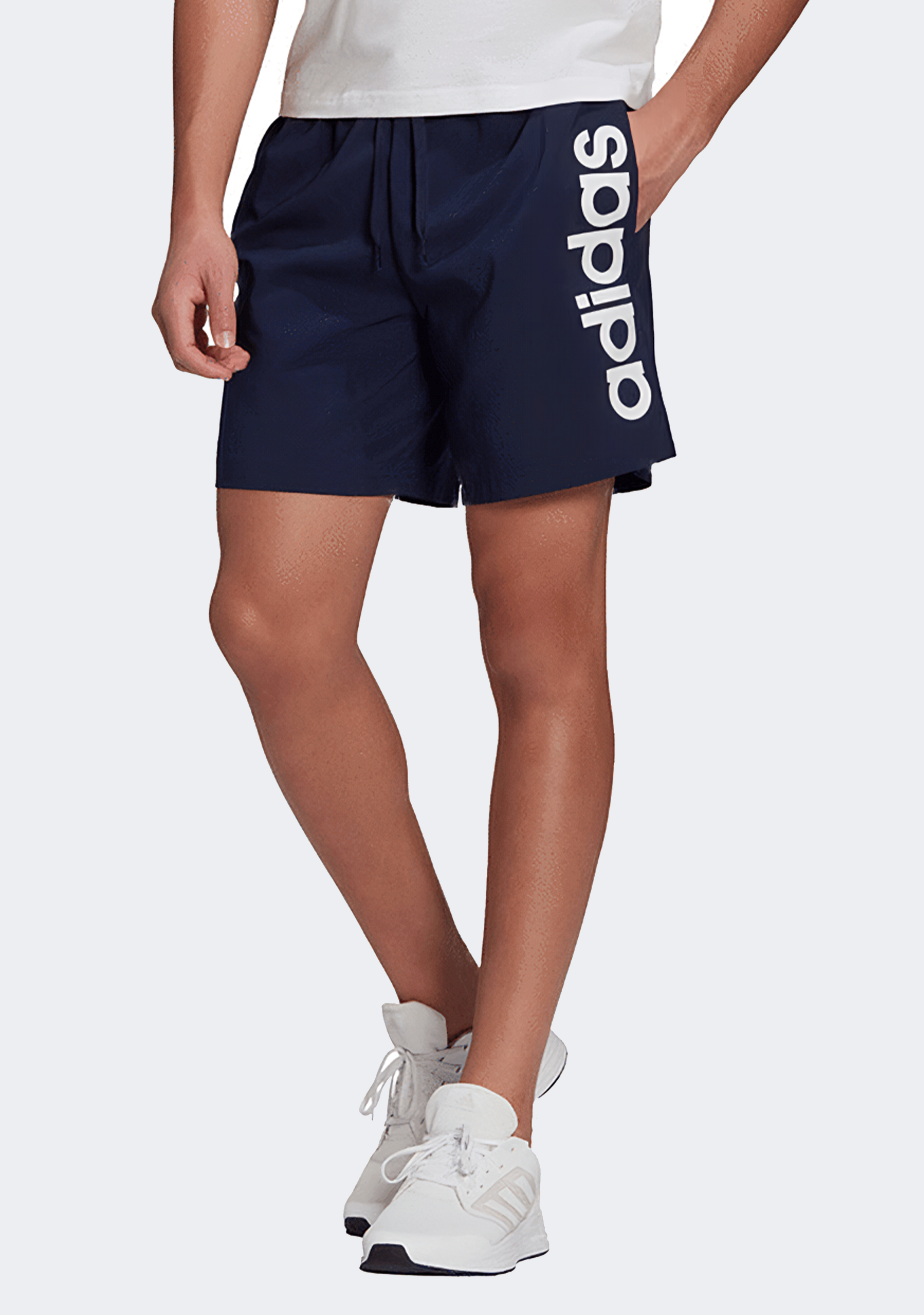 Adidas Men's Linear Logo Chelsea Shorts - Navy Blue Athletic Shorts for Running, Gym & Casual Wear