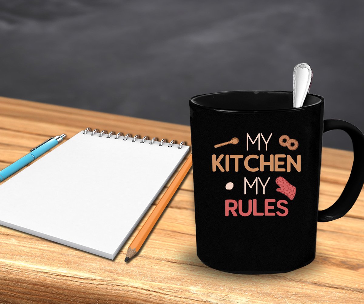 My Kitchen My Rules Coffee Mug - 11 oz Funny Ceramic Cup for Coffee, Tea & Hot Drinks - Perfect Gift for Home Cooks, Chefs & Coffee Lovers - Great for Kitchen, Office & Home Use