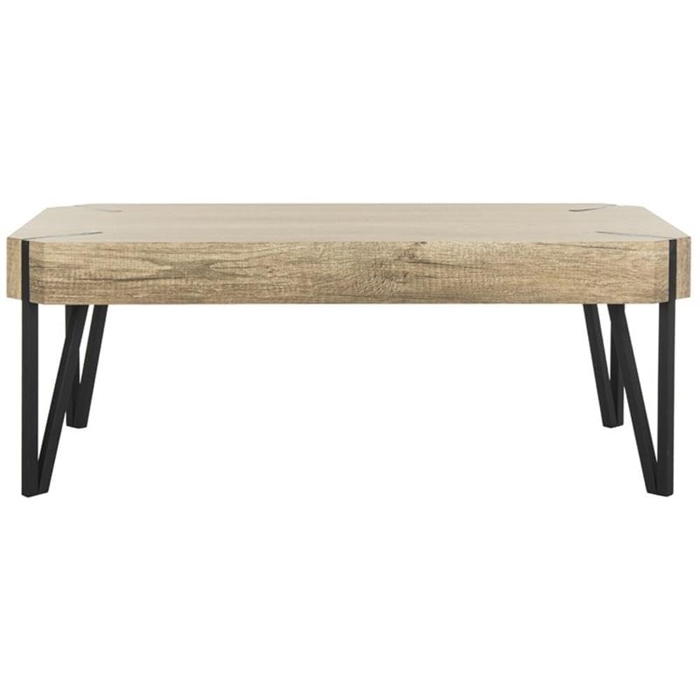 Safavieh Home Liann Rustic Brown & Black Glass Top Coffee Table - Modern Living Room Furniture for Small Spaces & Apartments