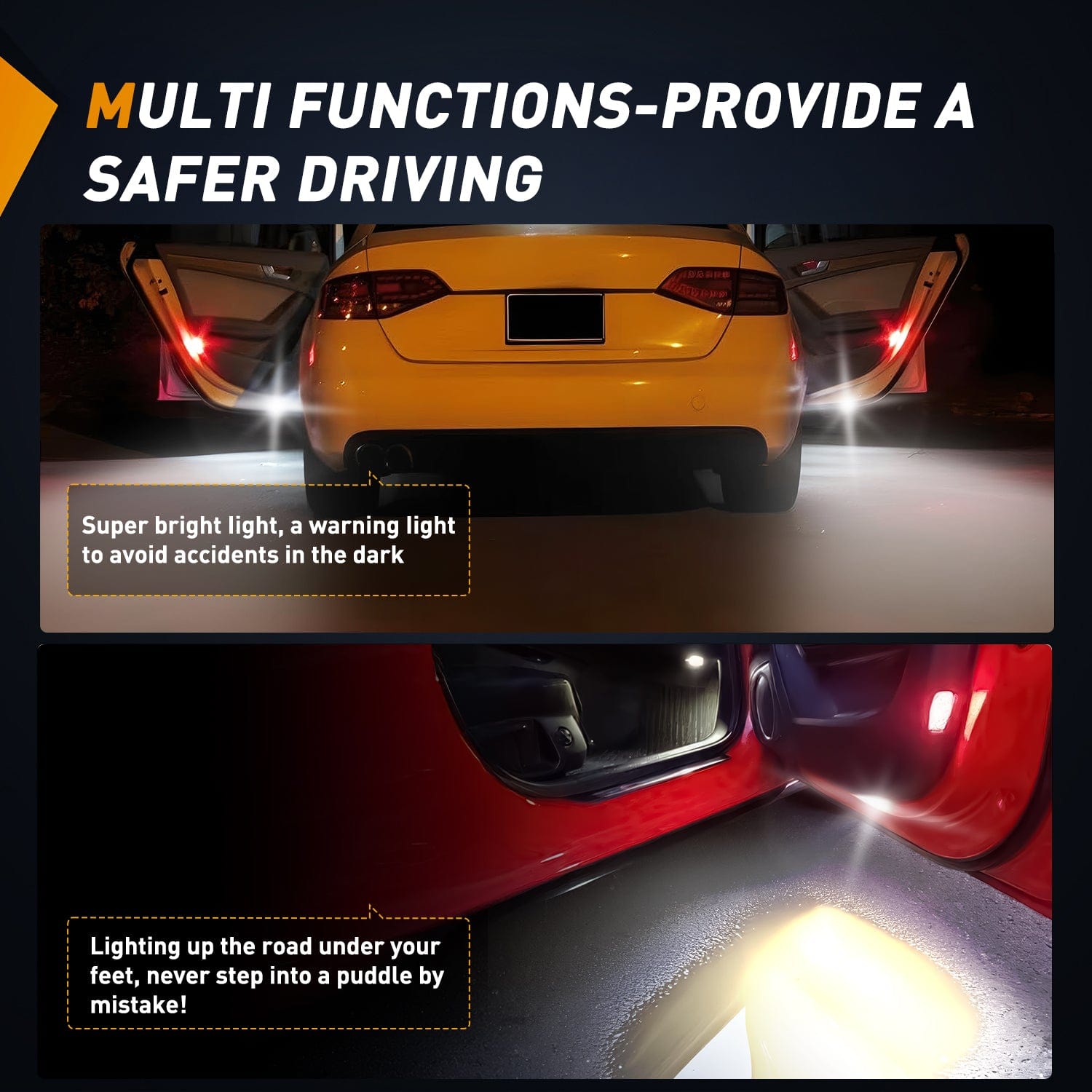 2PCS LED Interior Door Panel Light Courtesy Warning Lights - White Beam, Plug & Play, CANbus Error Free - Compatible with Audi A3 A4 A5 A6 A7 S3 S4 S5 S6 S7 Q5 Q7 TT - OEM Replacement - Perfect for Nighttime Safety & Car Interior Ambience