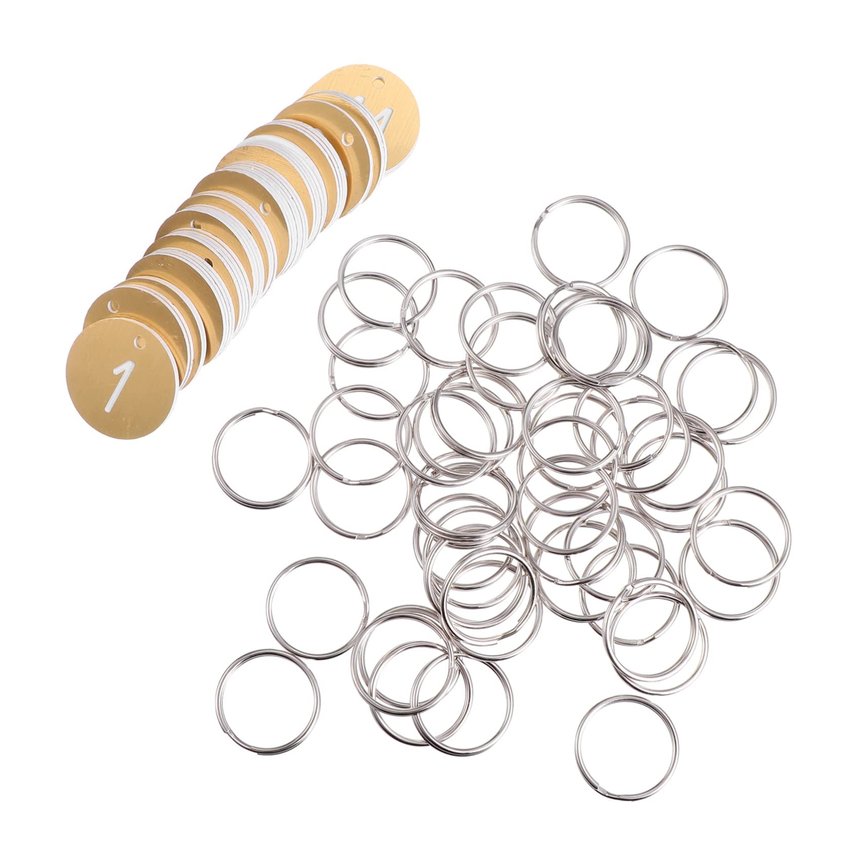 LIFKOME 2 Sets of 50/50 Round Numbered Tags with Key Rings - Engraved ABS Plastic Keychain Tags for Lockers, Pubs & Restaurants (100pcs Total) - Durable Number Tags for Key Organization, Inventory Management & Event Tickets