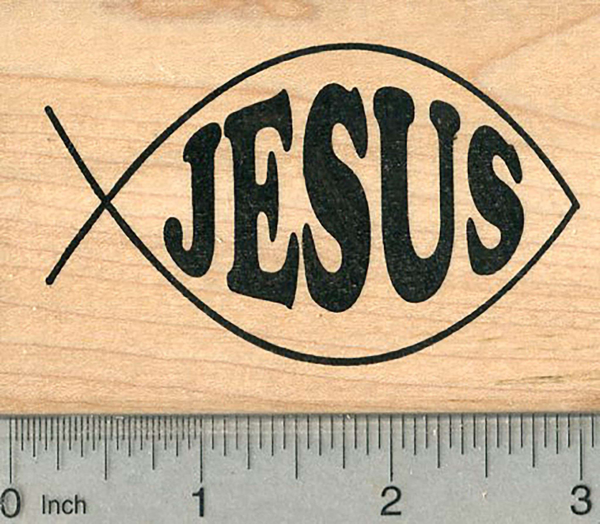 Ichthys Rubber Stamp - Jesus Fish Christian Symbol for Bible Journaling, Scrapbooking & DIY Crafts
