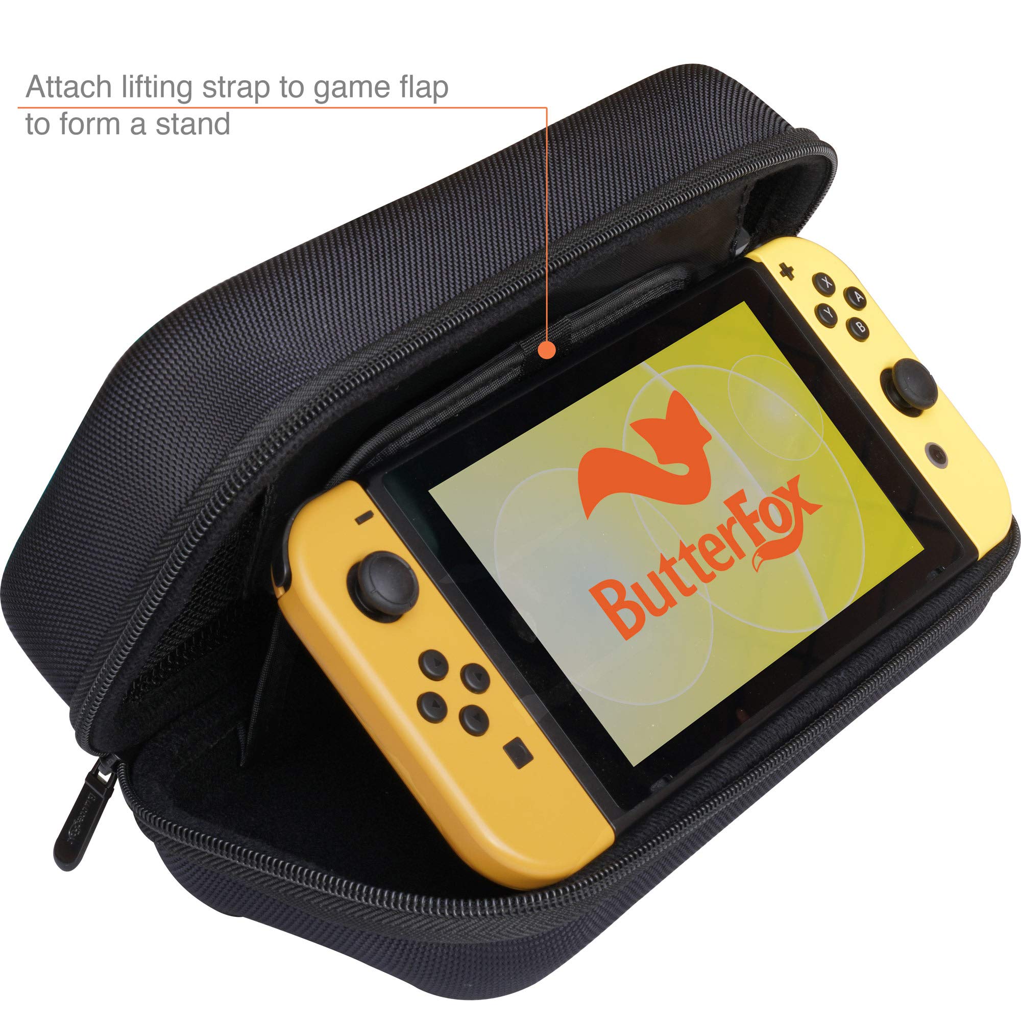 ButterFox Extra Large Nintendo Switch OLED Case - Compatible with Pro Controller & Hori Split Pad Pro, Includes Wall Charger & 8 Game Card Slots (Black) - Perfect for Travel, Gaming Parties & On-the-Go Protection