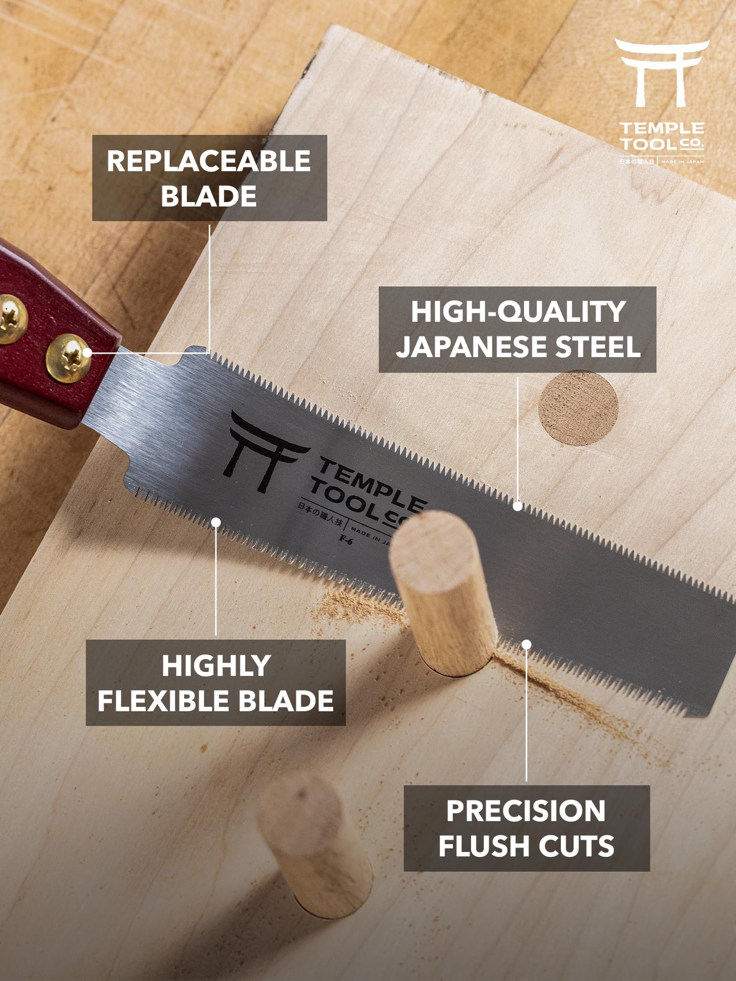 Japanese Flush Cut Saw - 6 Inch Double Edge Pull Saw for Precise Woodworking - Hardwood & Softwood Hand Saw for Flush Cutting Dowels, Pegs, Wedges - Perfect for DIY Projects, Woodworking, and Temple Tool Restoration
