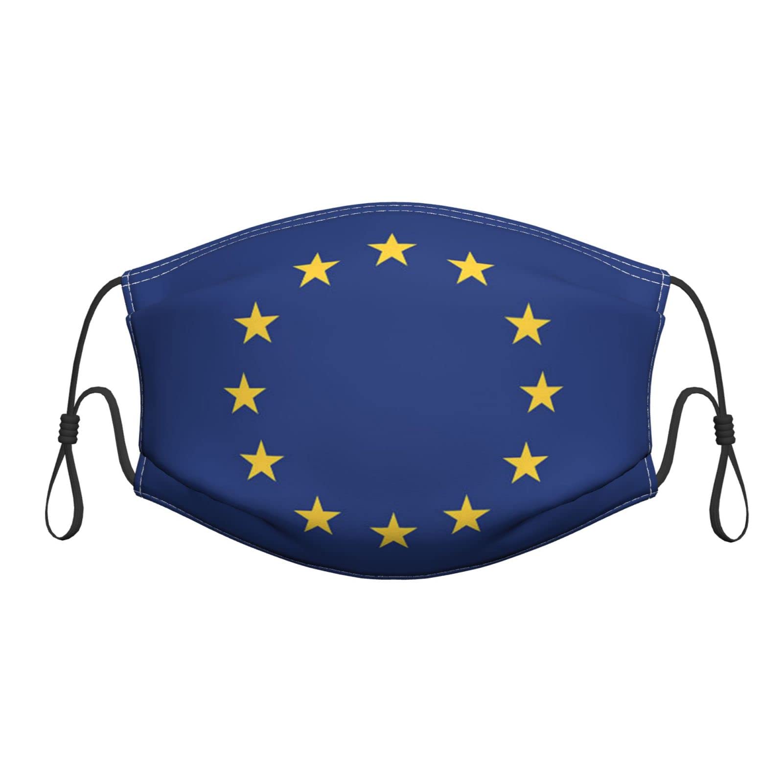 EU Flag Washable Face Mask with Filters - Adjustable for Outdoor & Work
