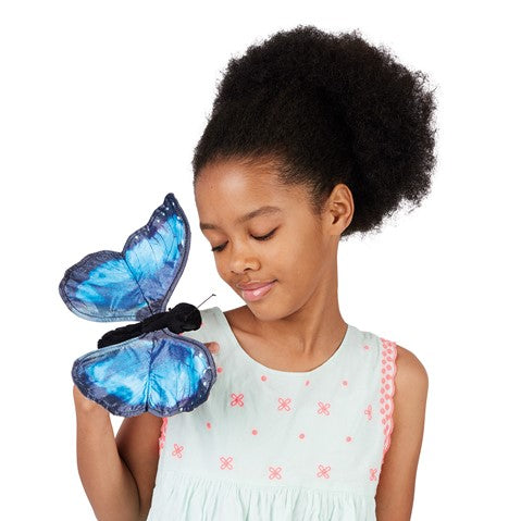 Folkmanis Blue Morpho Butterfly Hand Puppet - Realistic Butterfly Toy for Kids & Adults - Perfect for Storytelling, Education & Playtime Fun