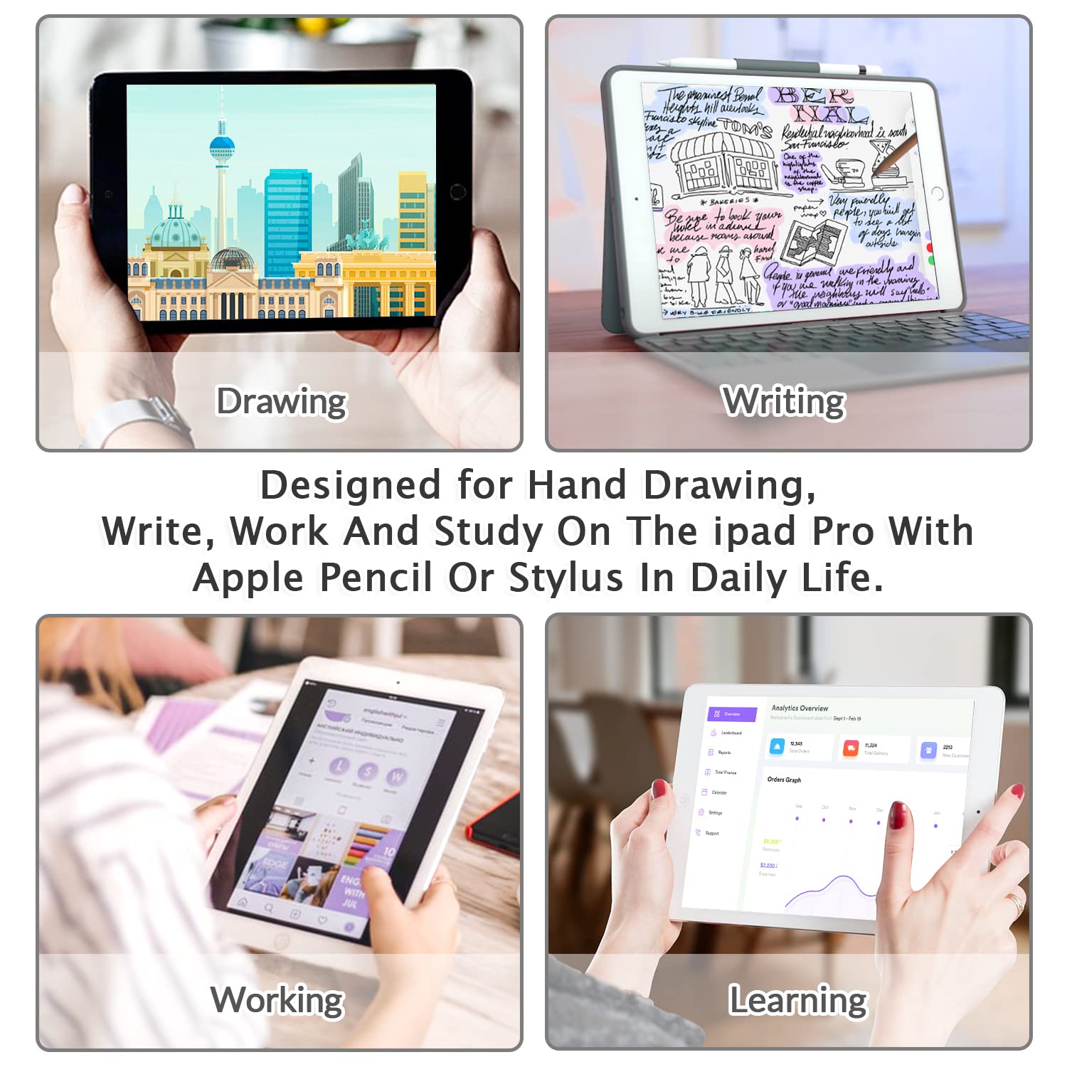 Hiins 2 Pack Matte Paper Screen Protector for iPad 9.7 Inch - Compatible with iPad 6/5 (2018/2017), iPad Air 2/1 (2014/2013), iPad Pro 9.7 (2016) - Anti-Glare Writing & Drawing Film - Perfect for Artists, Students & Note-Taking