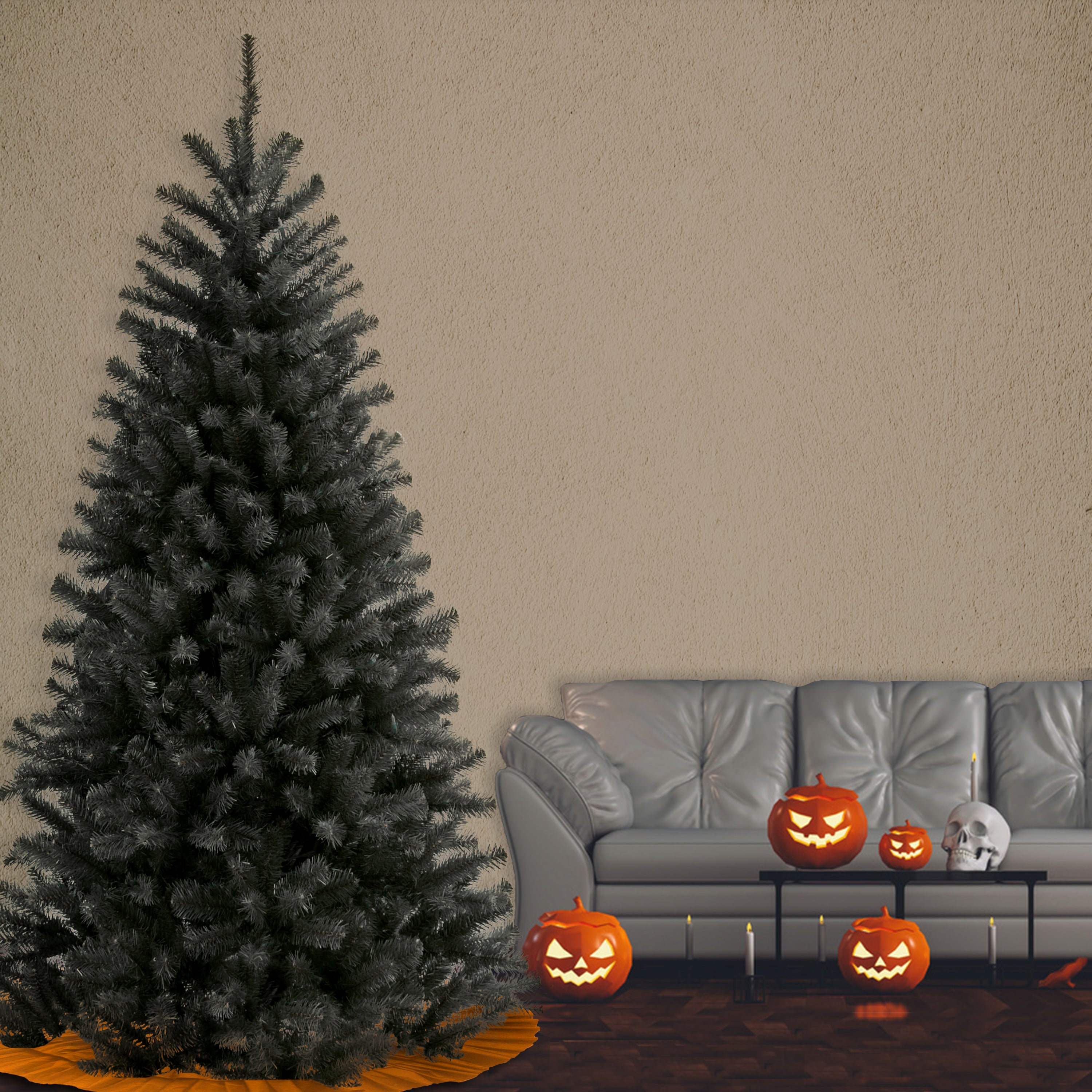7 ft. North Valley Spruce Black Artificial Christmas Tree - Perfect for Living Room, Office & Holiday Decorations