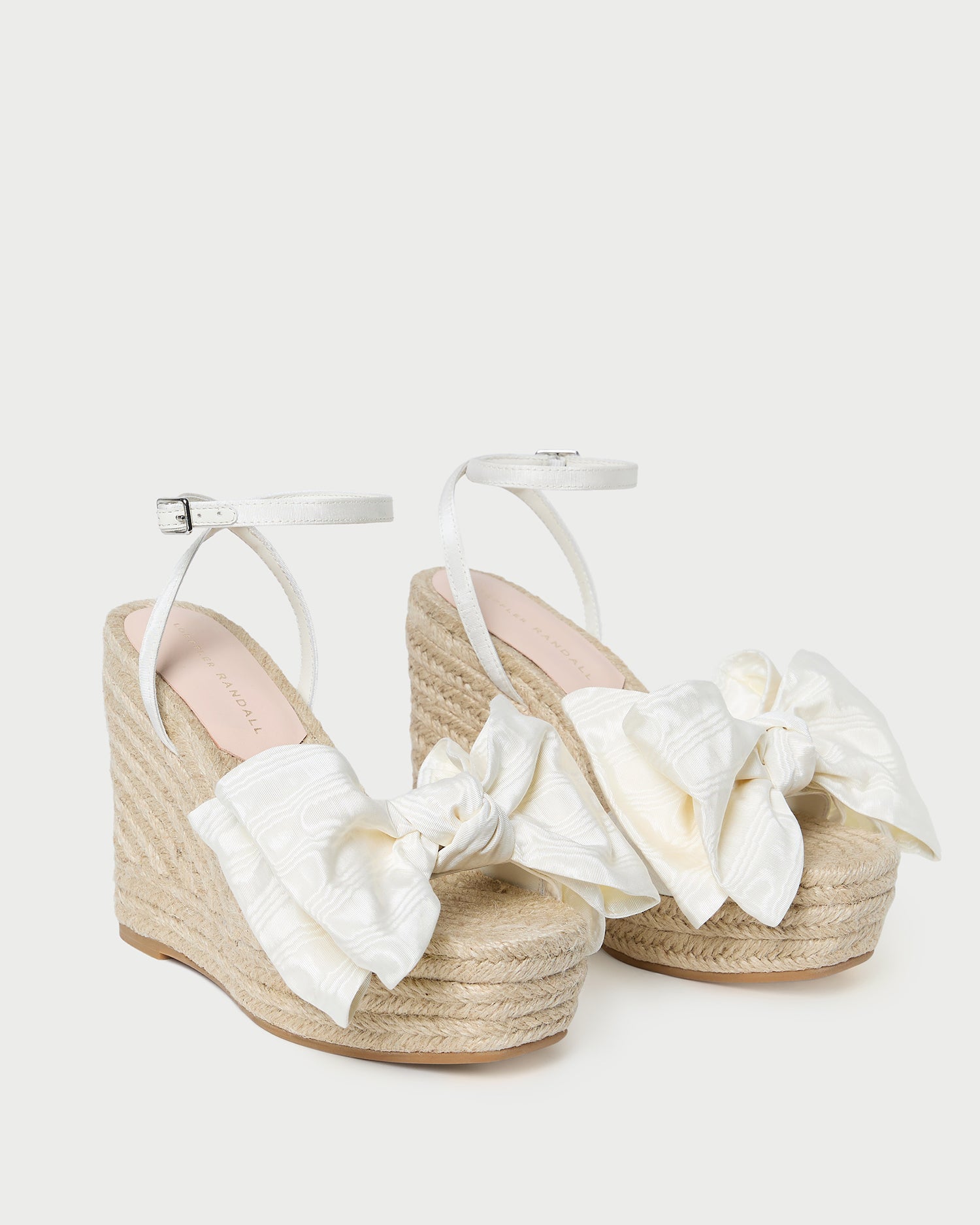 Angelina Cream Moiré Bow Wedge Sandals - Elegant Women's Heels for Weddings, Parties & Special Occasions