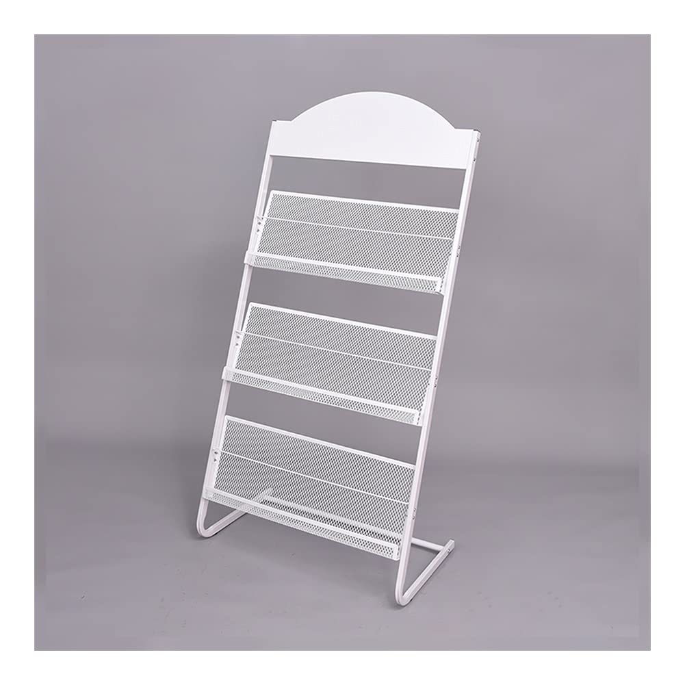 White Mesh Magazine Rack Holder - Wall Mounted Organizer Shelf for Books, Newspapers, Office & Dorm Decor - Perfect for Home, Office, or College Dorm Storage & Display