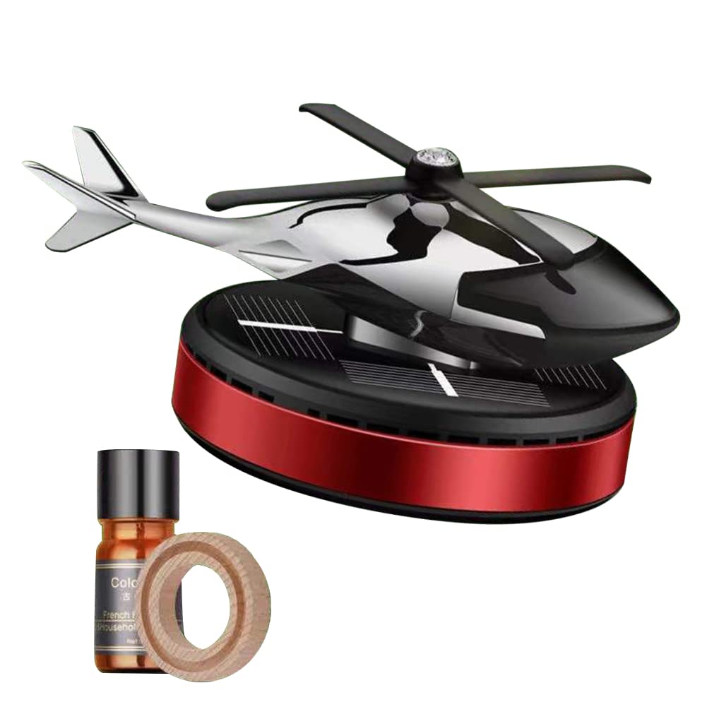 SEADEAR Solar-Powered Rotating Airplane & Helicopter Car Aroma Diffuser - Car Air Freshener & Decorative Ornament for Dashboard, Home, Office - Eliminates Odors with Natural Fragrance | Perfect for Car Interiors, Work Desks & Gift Giving