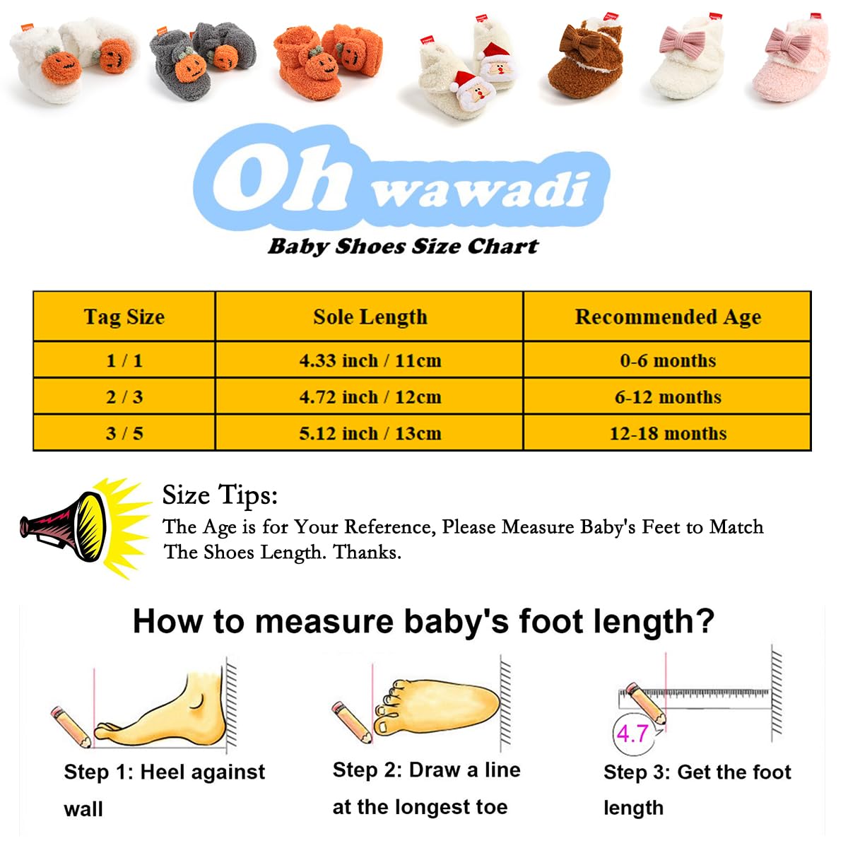 Ohwawadi Infant Baby Slippers - Soft Warm Booties for Newborn Girls & Boys | Non-Slip Crib Shoes & Prewalker Footwear | Perfect for Indoor Play, Nursery & First Steps