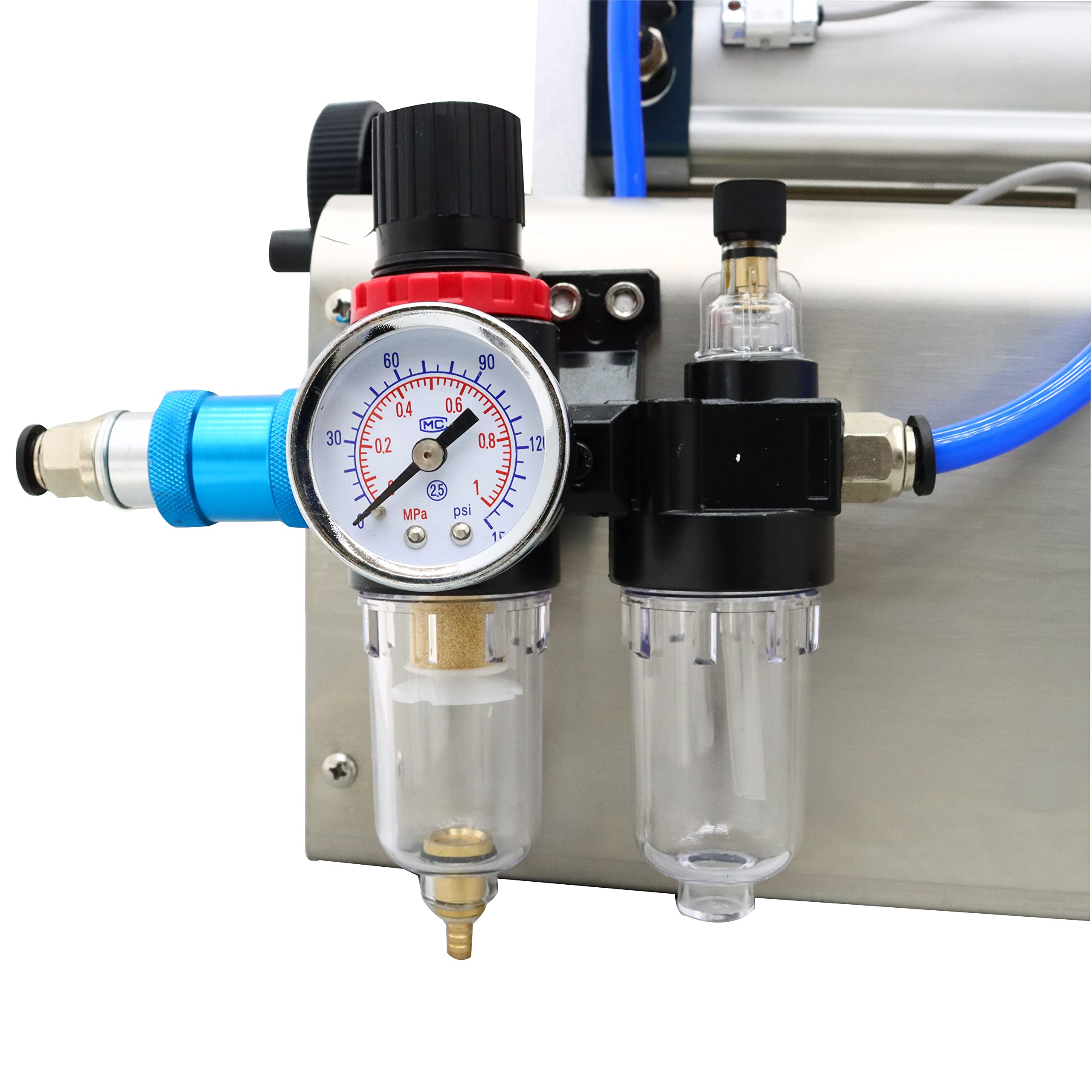 High Accuracy Pressure Gauge with Air Separator & Regulator - Professional Grade for Industrial Filling Machines | Perfect for Beverage, Pharmaceutical & Chemical Liquid Filling Operations