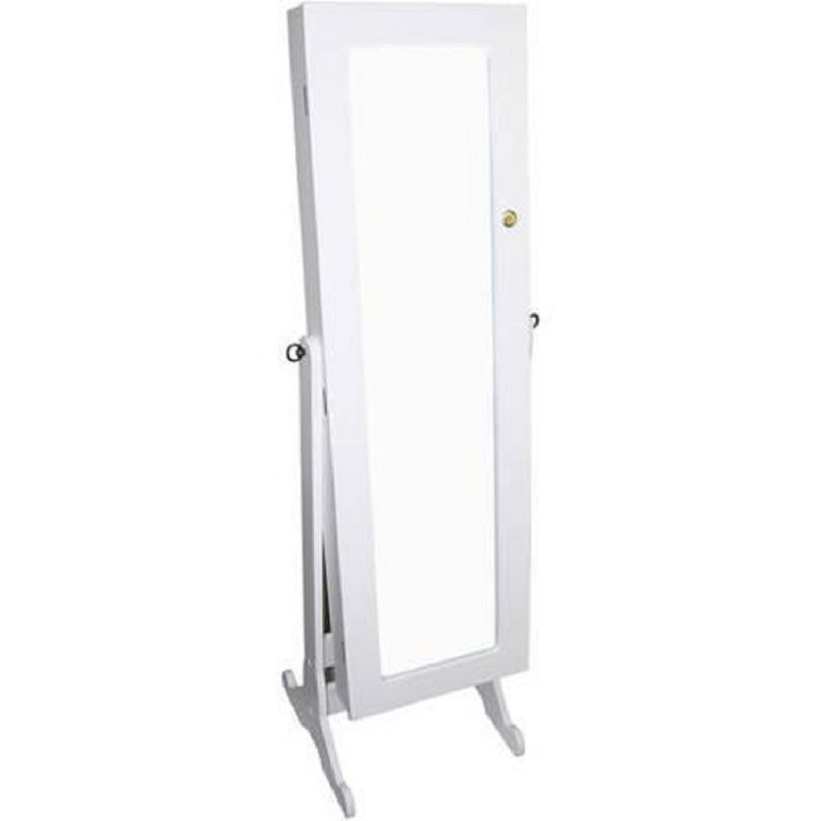 Hodedah HIM56 White Full-Length Standing Mirror with Storage Shelf - Perfect for Bedroom, Living Room & Dressing Area