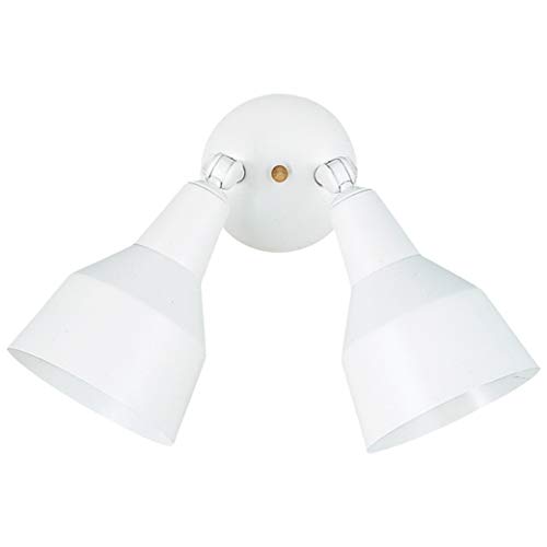 Sea Gull Lighting 8607-15 Outdoor Flood Light - 2-Light Traditional Style with White Finish for Patio, Garden & Landscape Lighting