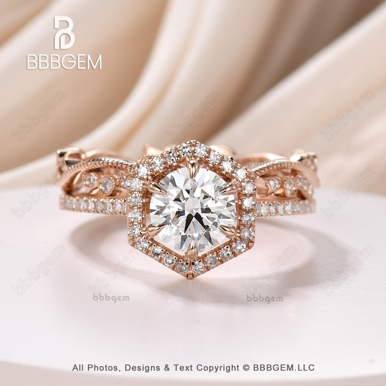 1.2 Carat 7mm Round Halo Lab Grown Diamond Engagement Ring Set - VS Clarity Vintage Bridal Ring IGI Certified for Wedding Proposal & Anniversary Gift