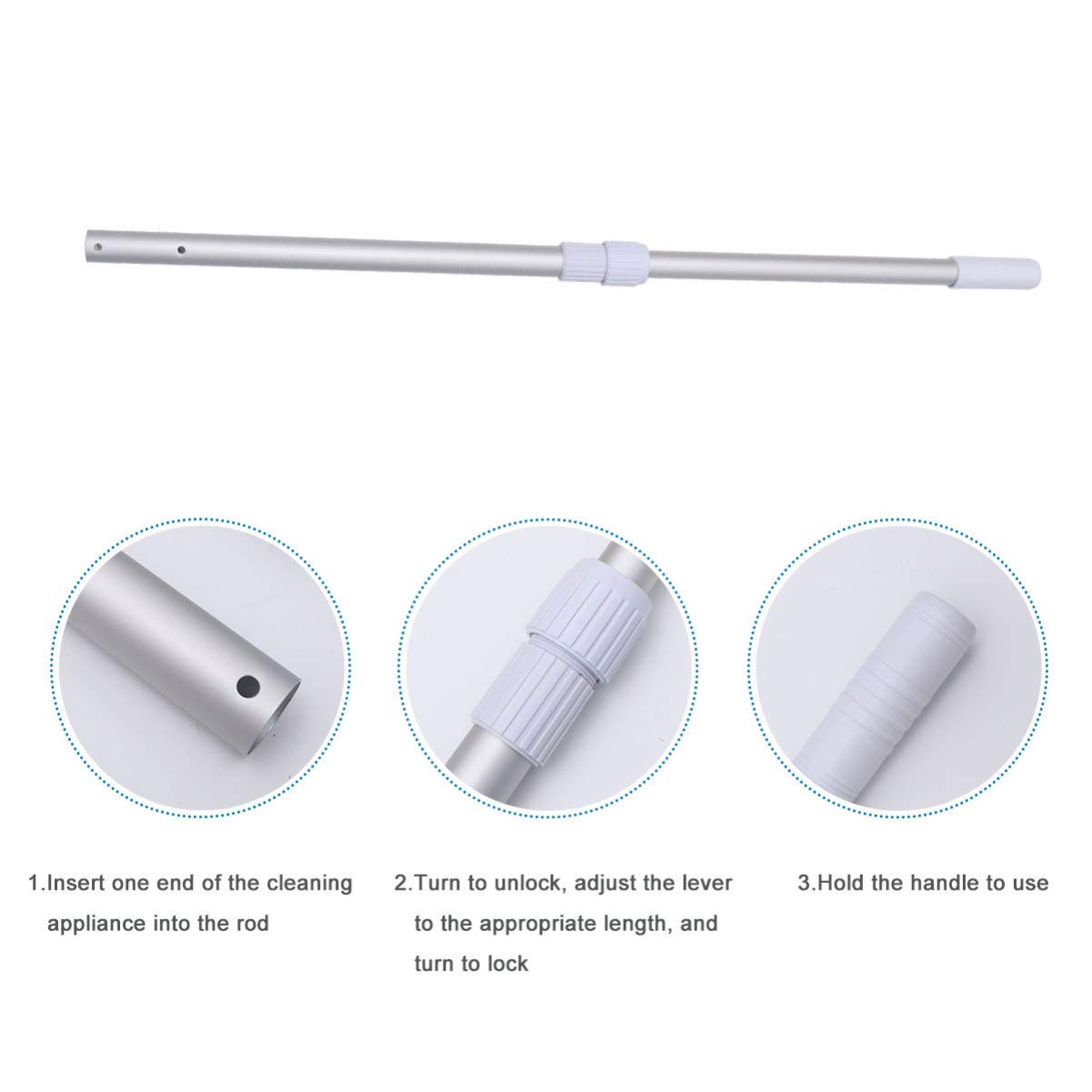Professional Telescopic Pool Cleaning Pole - Extendable Mop Rod for Swimming Pools, Windows & Household Cleaning | Heavy Duty Vacuum Extension Pole with Net Attachment | Perfect for Pool Maintenance, Window Washing & Hard-to-Reach Areas