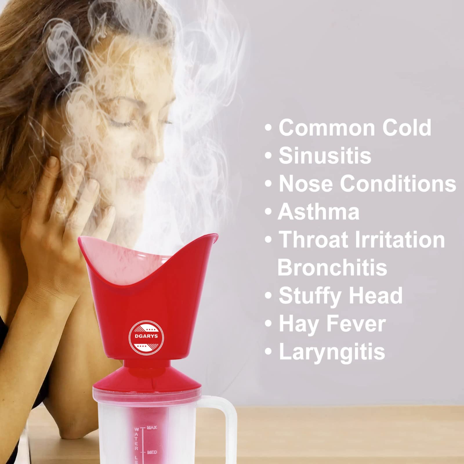 DGARYS Professional Vaporizer Machine for Cold Relief & Facial Steam - 3-in-1 Nasal Inhaler, Facial Steamer & Beauty Device for Salon & Home Use - Perfect for Cough Relief, Skin Hydration & Aromatherapy (Red)