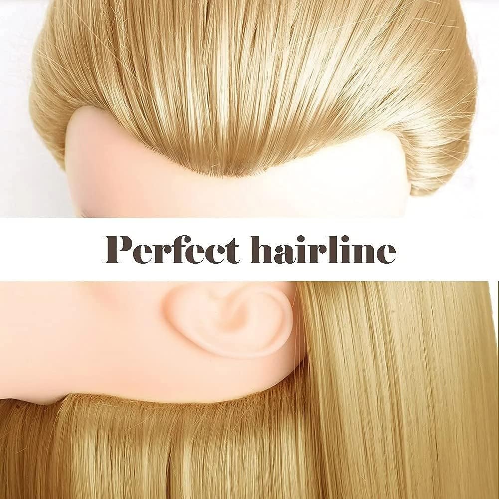 9JOY 30 Inch Shoulder Hair Dummy for Hair Styling Practice - Brown Synthetic Hair Mannequin Head for Cutting, Coloring & Styling Training - Perfect for Salon Students & Beginners