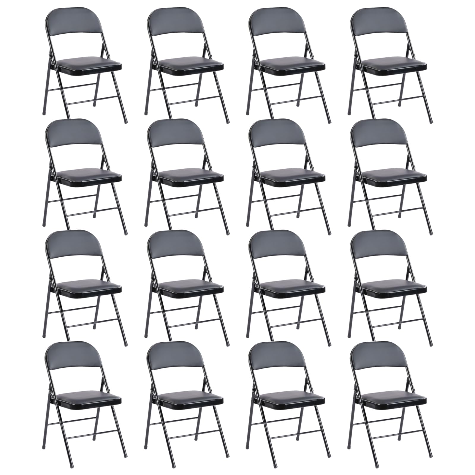NEWBULIG 16 Pack Folding Chairs for Outdoor & Indoor Use - Portable, Lightweight & Comfortable Event Chairs for Camping, Picnics, Parties, and Home Use - Black
