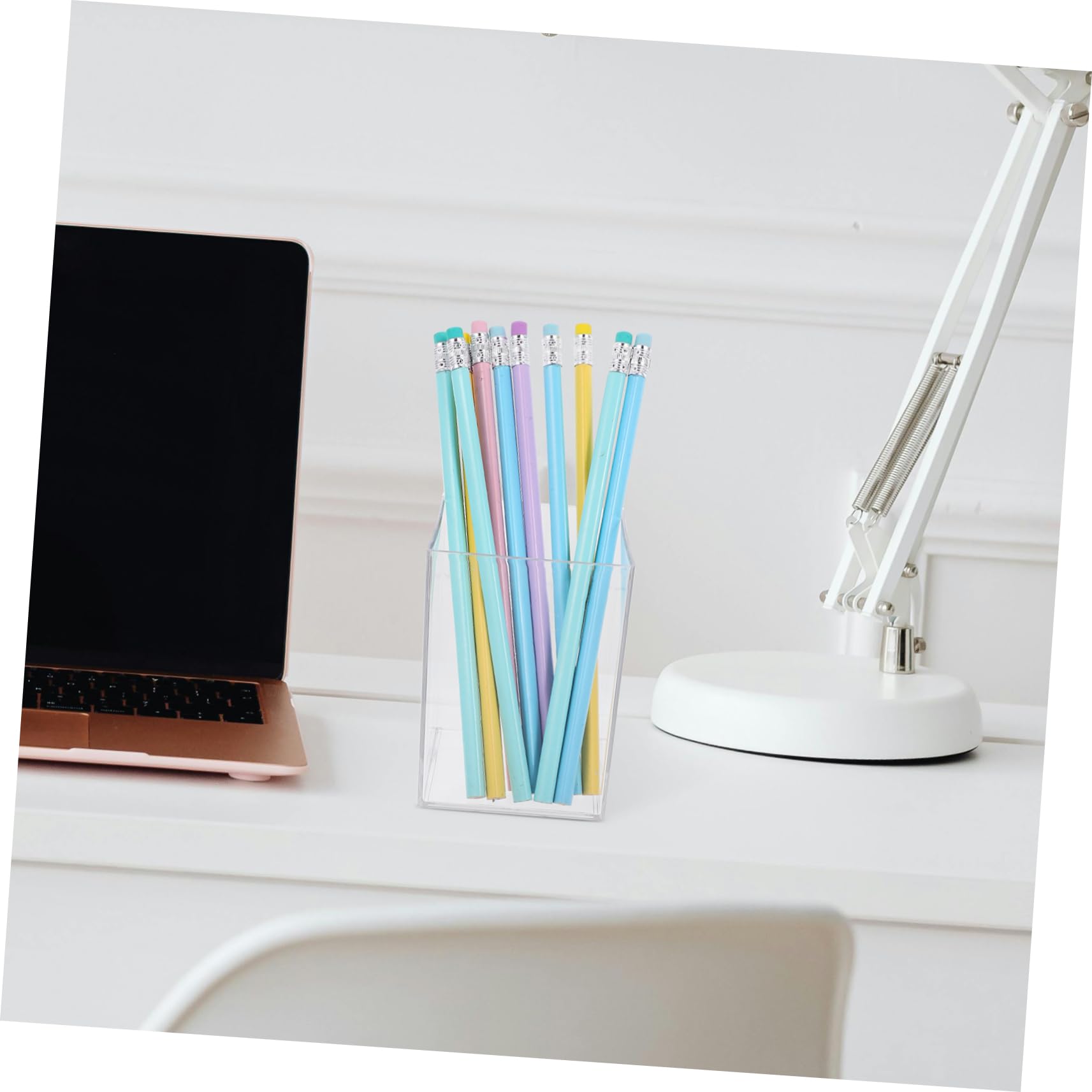 Clear Acrylic Makeup Brush Holder & Desk Organizer - Multifunctional Pen Pencil Cup for Office, Home Vanity, Bathroom Counter | Perfect for Cosmetics, Stationery, Toothbrush Storage