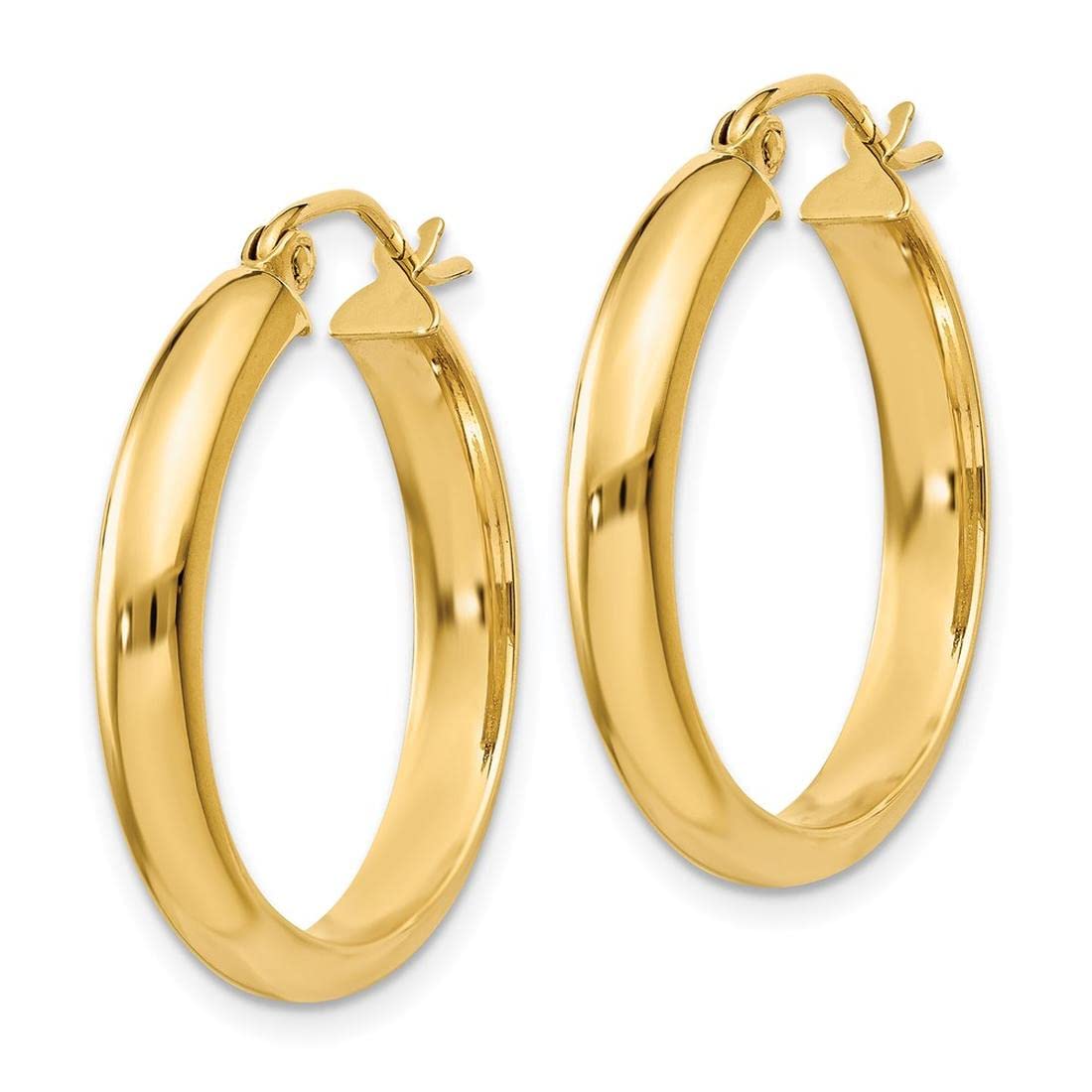 14K Yellow Gold Round Tube Hoop Earrings for Women - Classic Dainty Everyday Jewelry - Perfect for Work, Date Night & Special Occasions