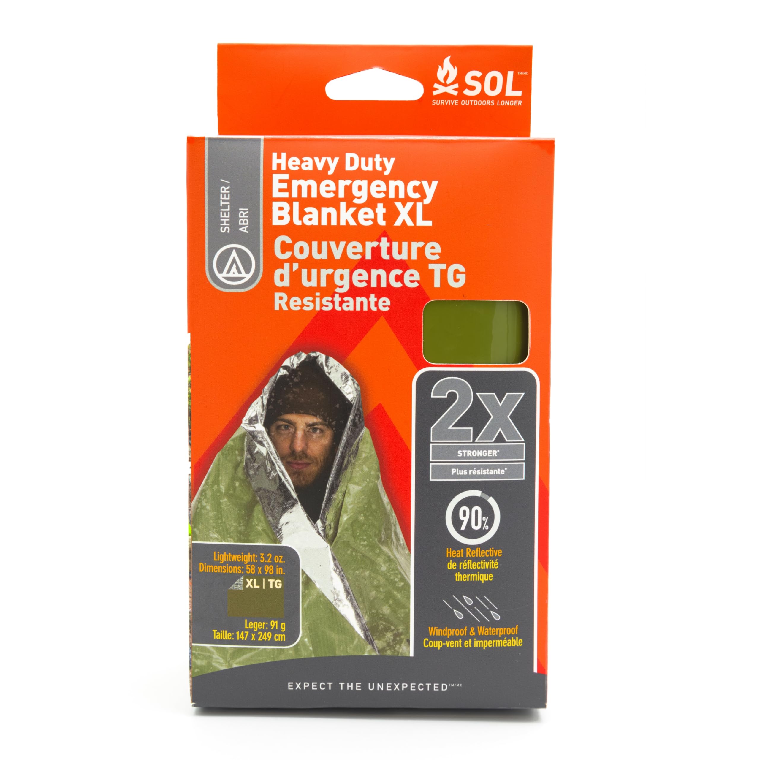 S.O.L. Heavy Duty Emergency Survival Blanket - 90% Heat Reflective for Outdoor Camping, Hiking & First Aid Kits - Perfect for Wilderness Survival & Emergency Preparedness