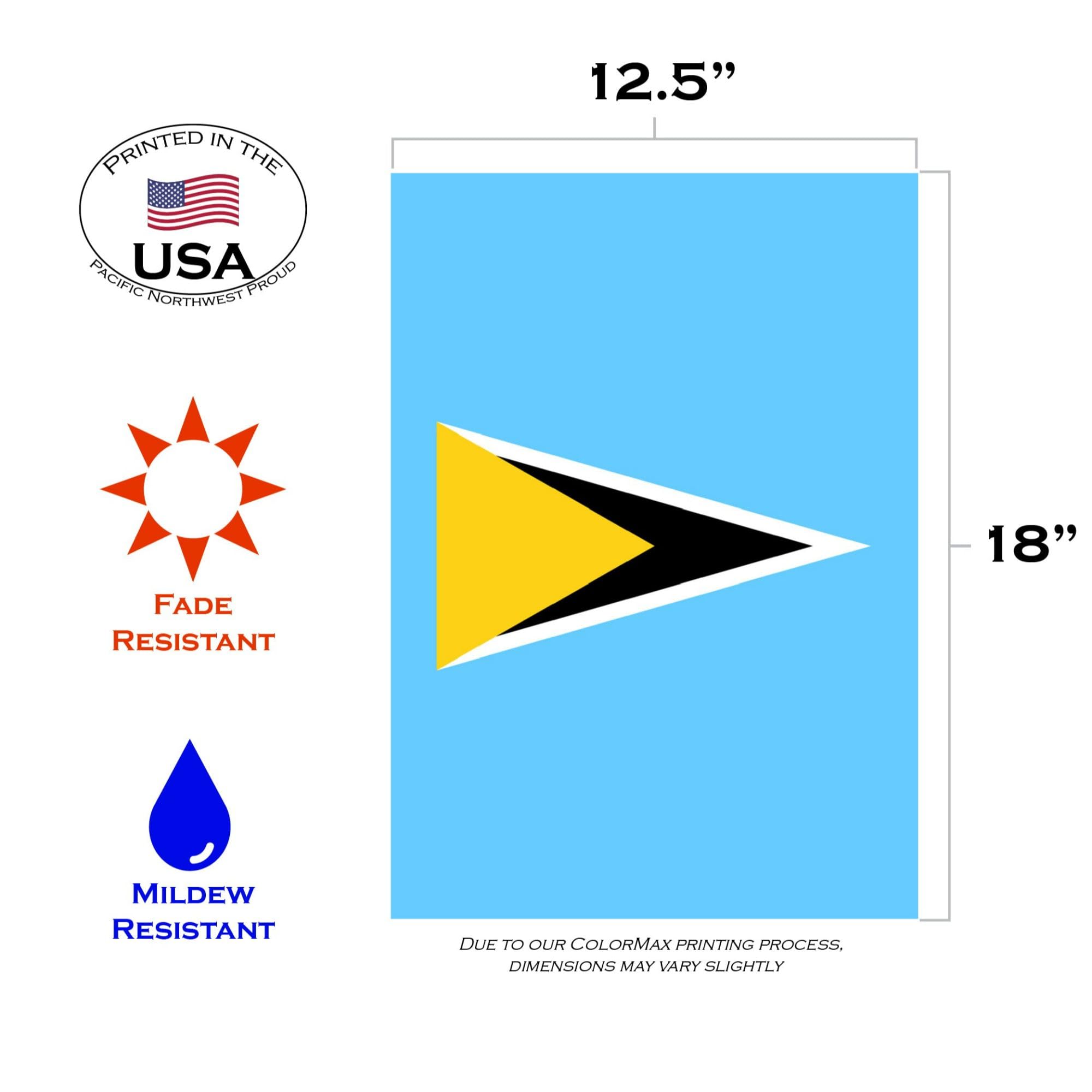 Toland Home Garden 1110700 Saint Lucia 12.5 x 18 Inch Decorative Garden Flag - Perfect for Outdoor Patio, Yard, and Seasonal Home Decor
