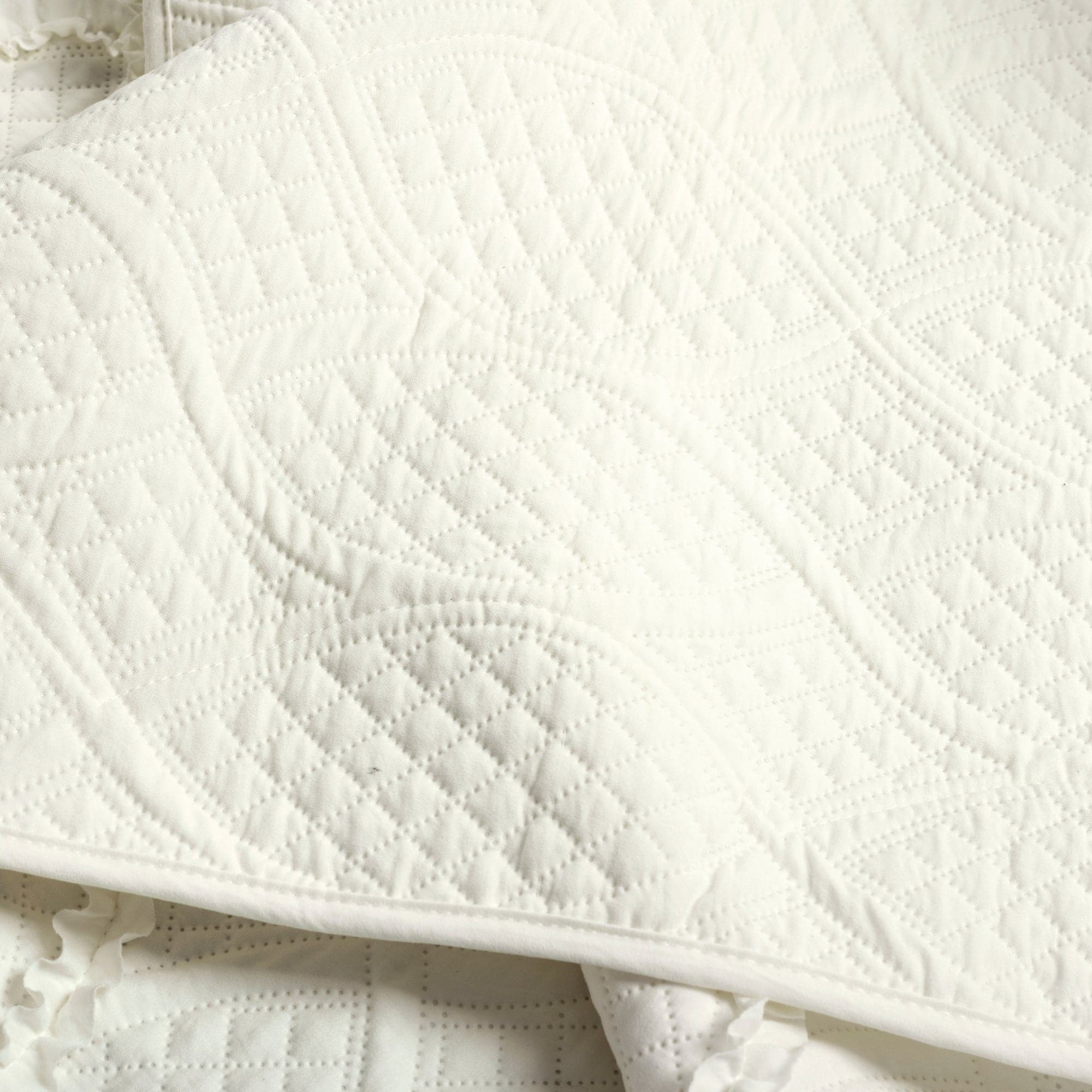 Avon Textured Ruffle Quilt 3-Piece Bedding Set - Soft & Stylish Comforter, Pillow Shams & Bed Skirt for Cozy Bedroom Decor