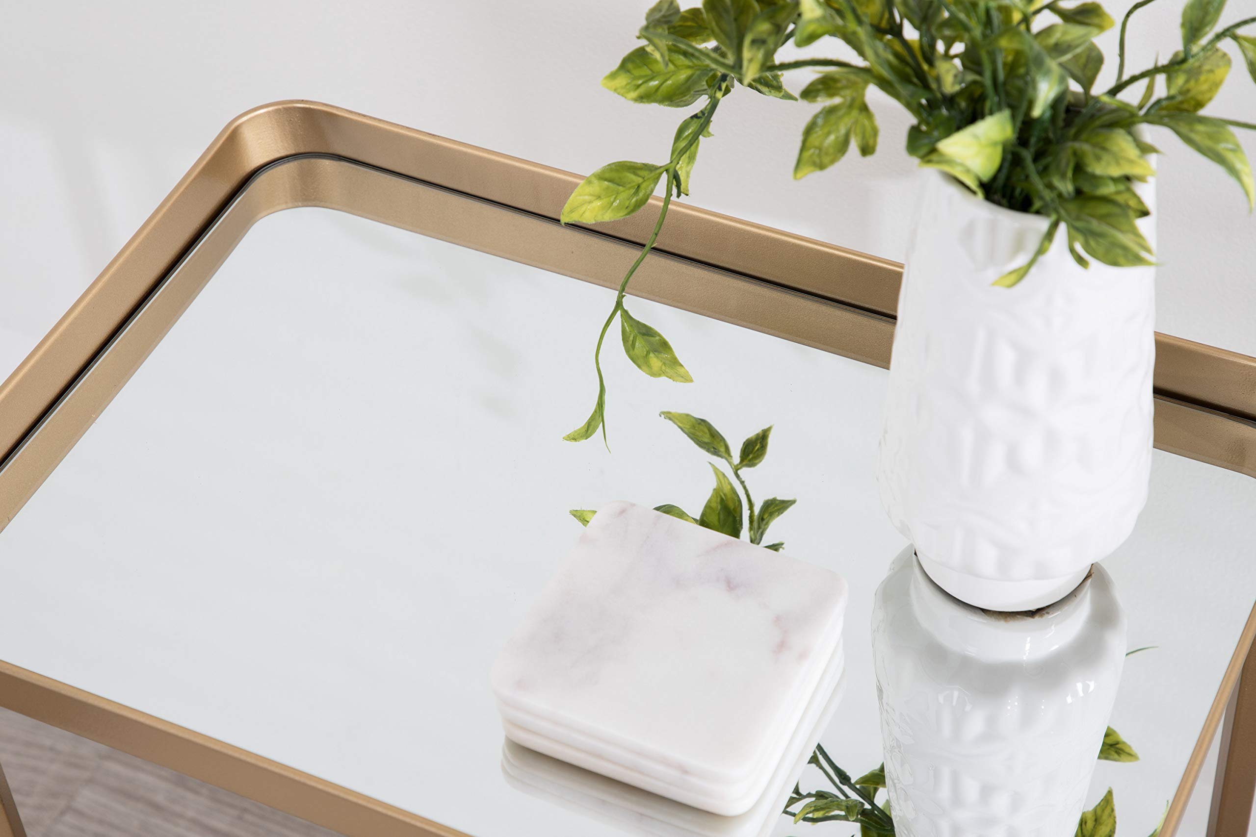 Kate & Laurel Celia Modern Gold Mirrored Tray Side Table - 18
