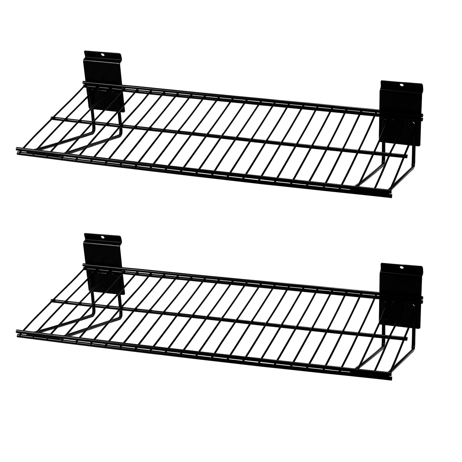 Heavy Duty Slatwall Shelves 24-Inch (2 Pack) - Durable Garage Storage Shelving System with Wire Rack - Perfect for Organizing Tools, Sports Gear & Home Supplies