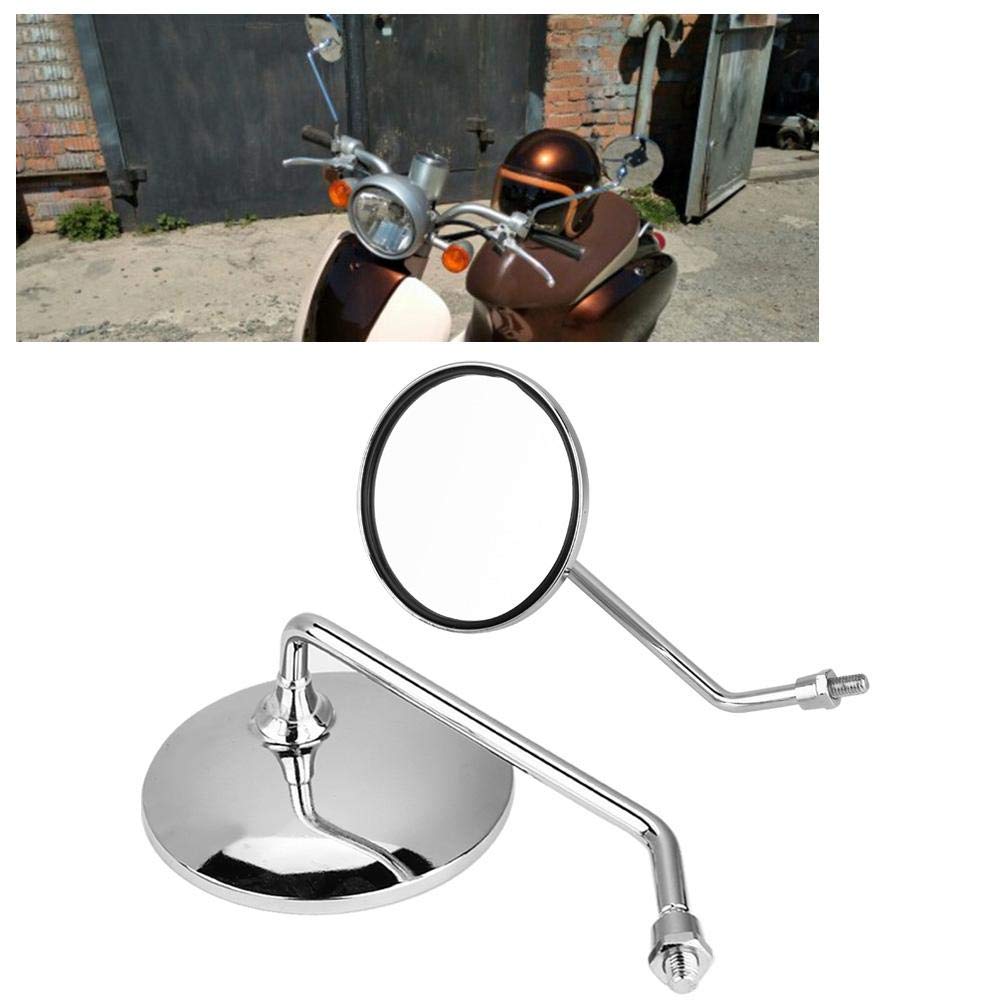 10mm Motorcycle Rear Mirrors - 2pcs Round Silver for Safe Riding