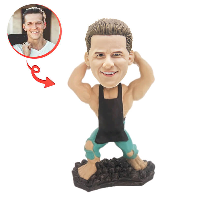 Custom Strong Man Bobblehead - Personalized Figurine Gift for Fitness Enthusiasts | Perfect for Office Desk, Gym Decor & Sports Fan Collections