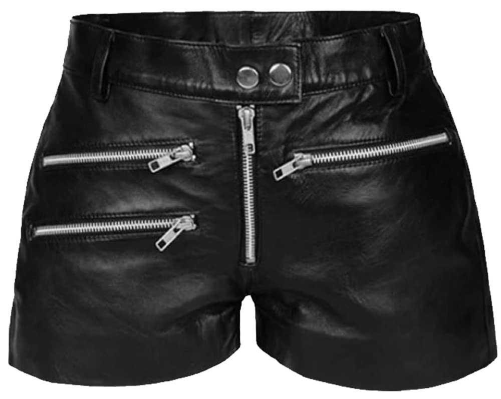 Women's Black Leather Shorts - Genuine Sheepskin High Waisted Booty Shorts for Summer | Perfect for Night Out, Club Wear & Casual Fashion
