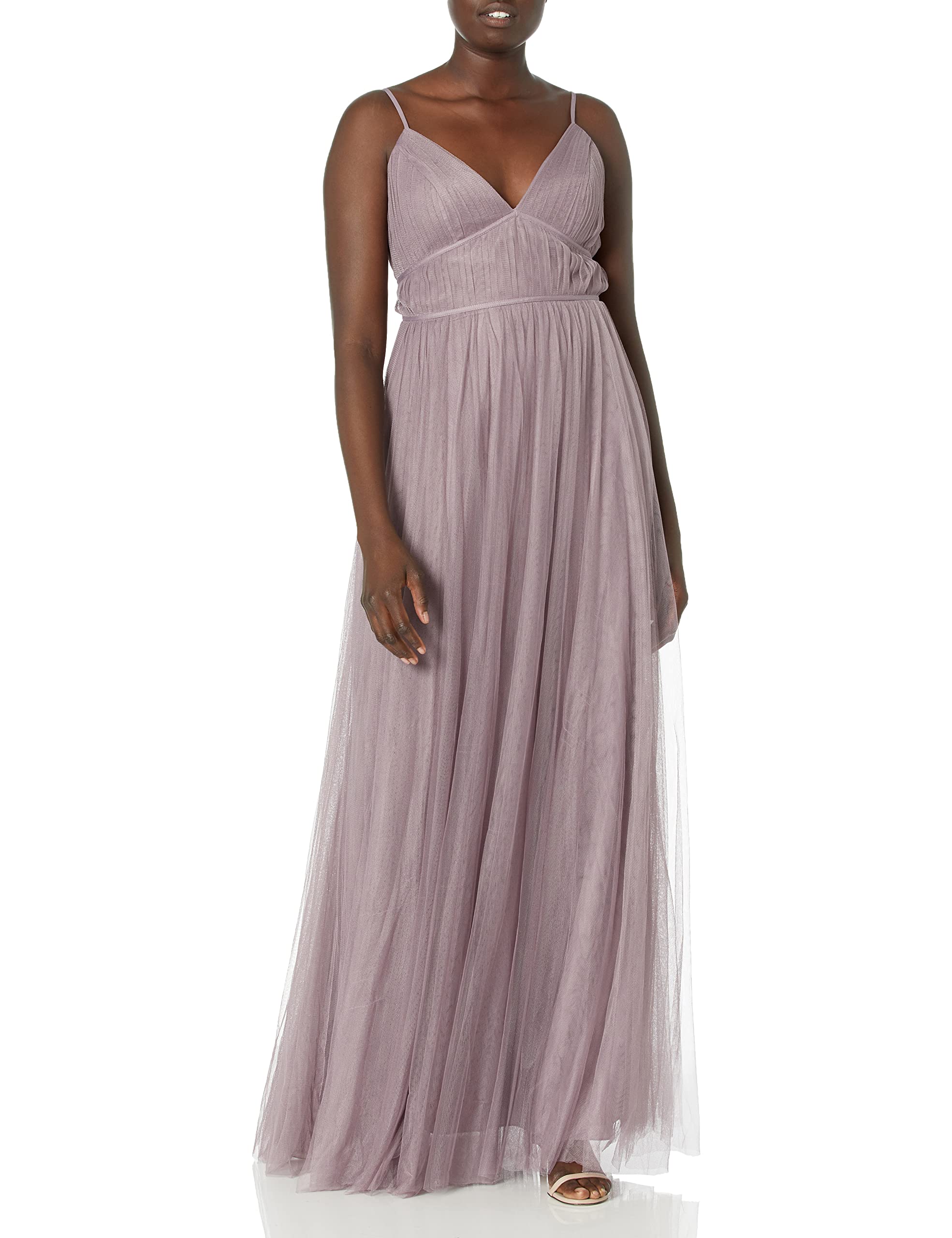 Jenny Yoo Ali V Neck Spaghetti Strap Long Tulle Gown for Women - Elegant Formal Dress for Weddings, Prom, Evening Gala & Special Occasions