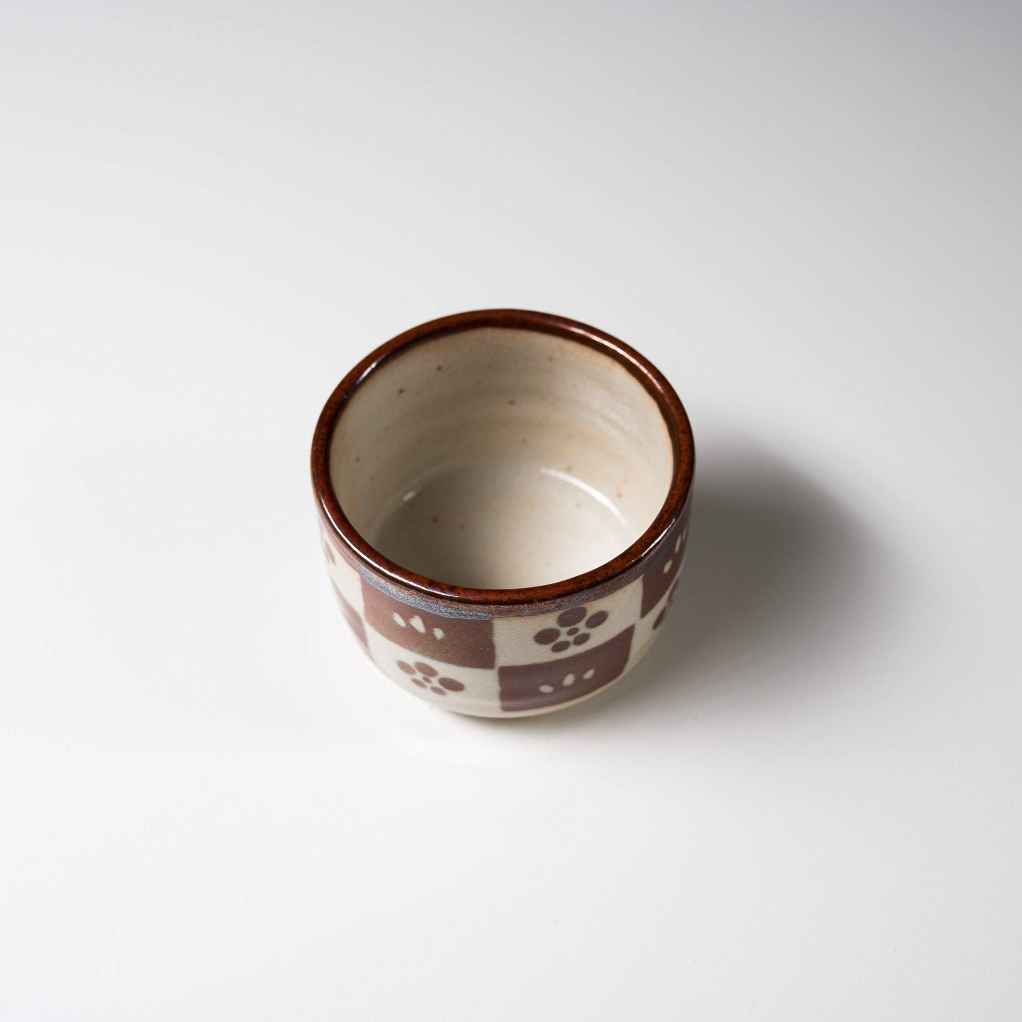 Handcrafted Japanese Pottery Mini Side Dish Bowl & Sake Cup - Plum Ichimatsu Pattern | Perfect for Sushi, Soy Sauce, Snacks & Japanese Tea Ceremony