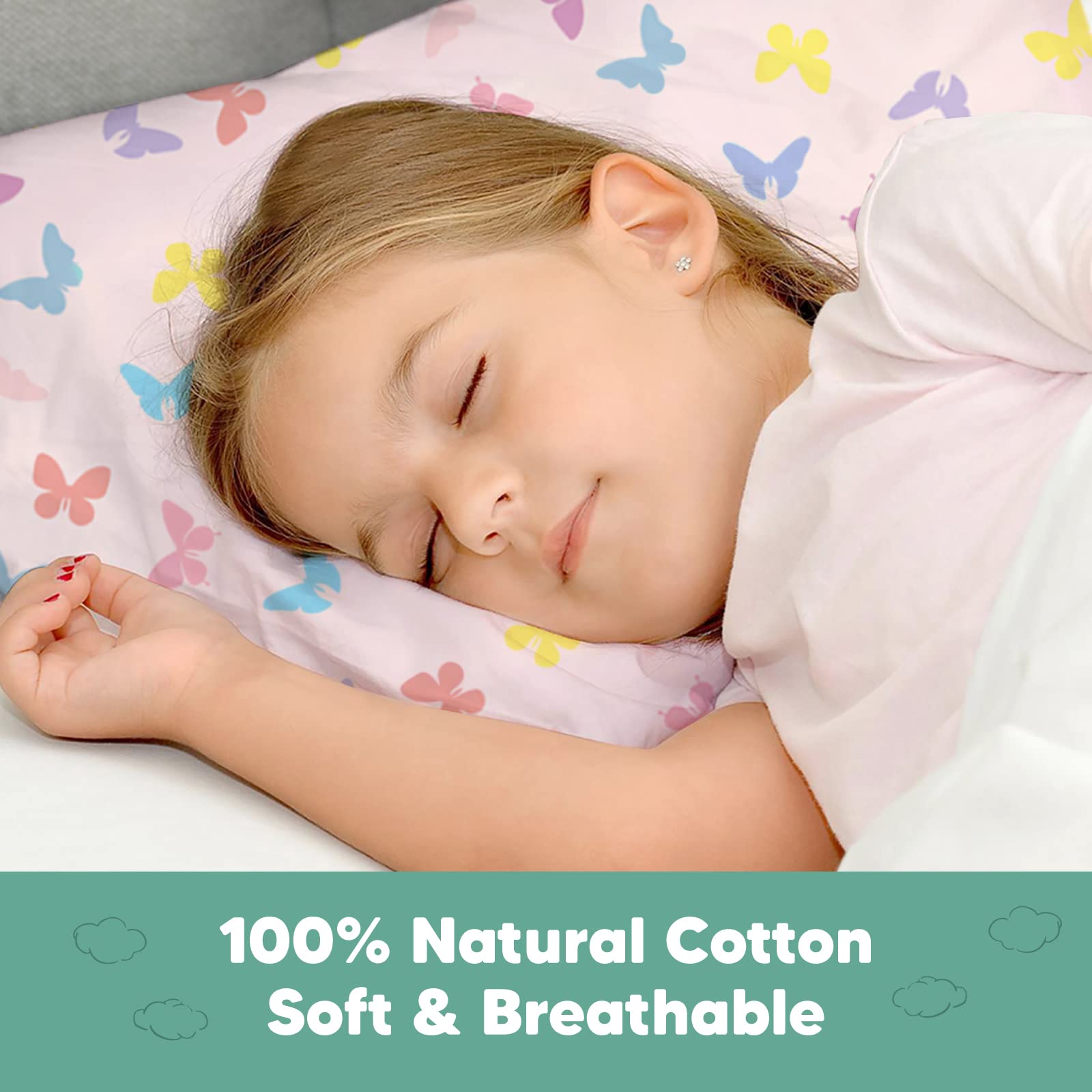 KeaBabies Organic Toddler Pillowcase for 13x18 Inch Pillow & 2-Pack Soft Cotton Toddler Pillows - Hypoallergenic Baby Pillow Set for Boys & Girls - Perfect for Nap Time, Travel & Nursery Bedding