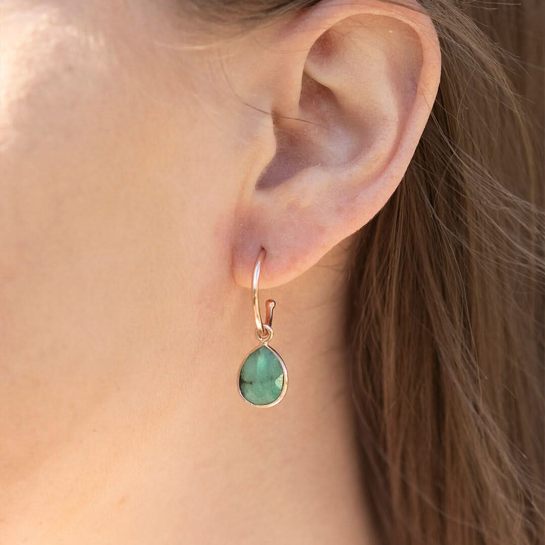 Chrysoprase Hoop Earrings in Rose Gold - May Birthstone Jewelry for Women - Elegant Dangle Earrings for Party, Wedding & Everyday Wear