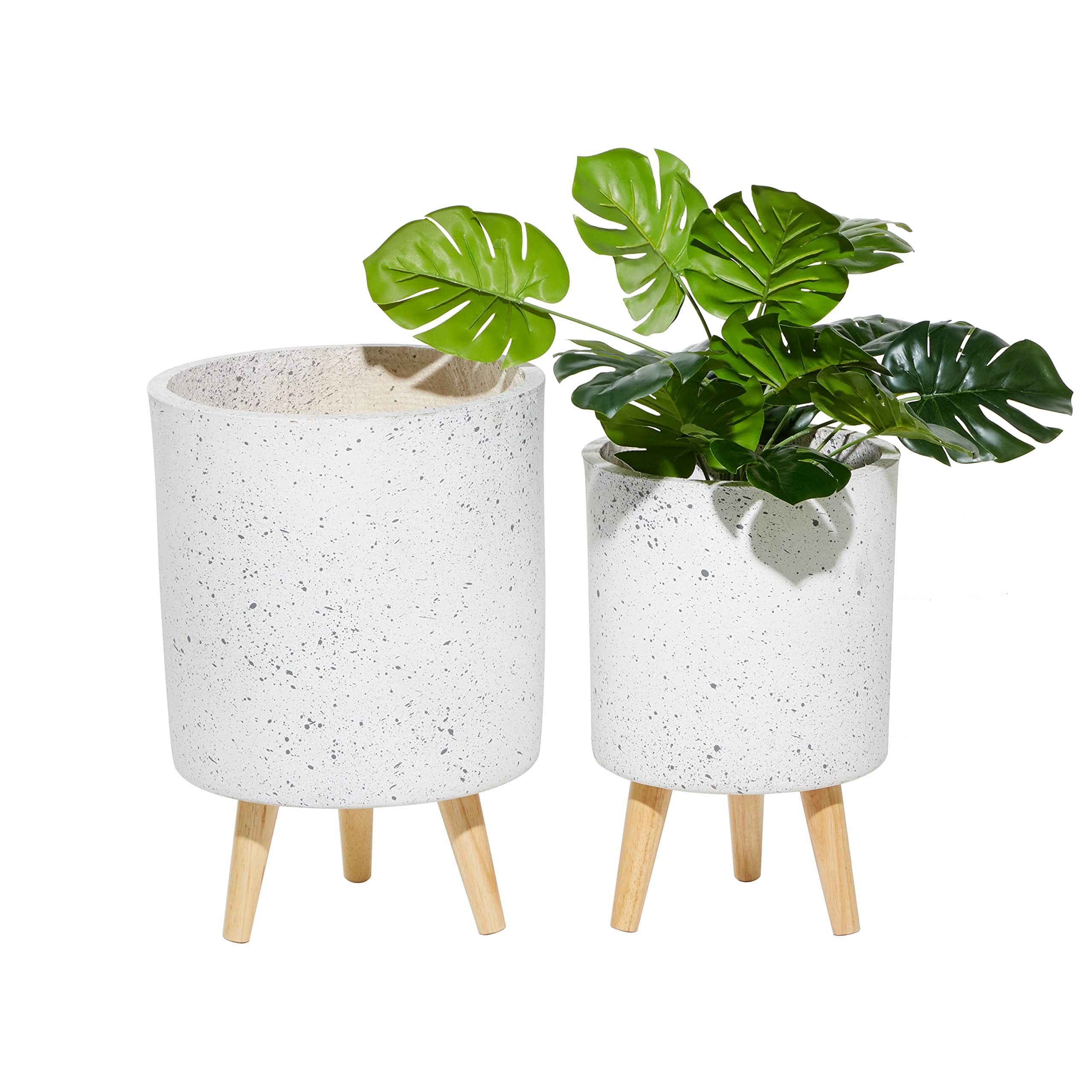 Deco 79 Modern White Magnesium Oxide Round Planters - Set of 2 (15
