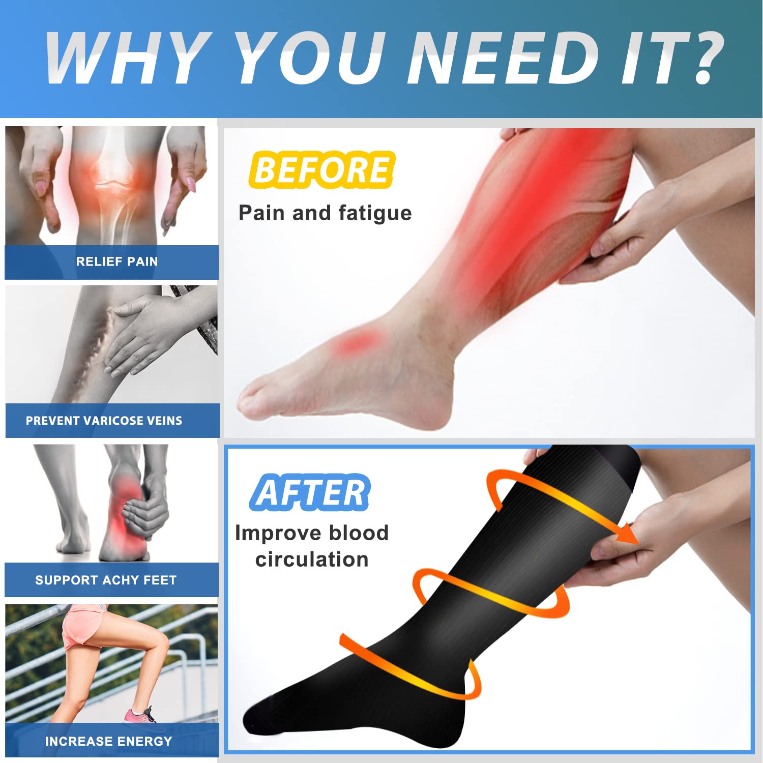 Aoliks Medical Compression Socks for Women & Men - Knee High Support Socks for Running, Nurses, Travel & Circulation - Perfect for Athletic Performance, Long Work Shifts & Airplane Flights