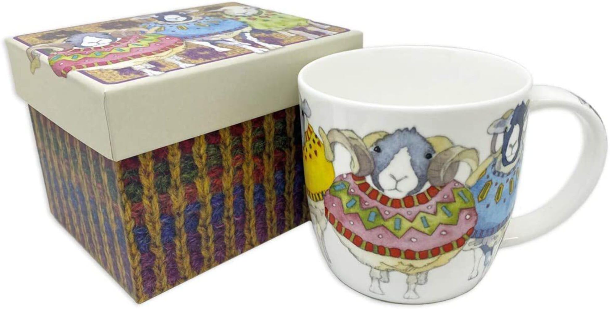 Emma Ball Bone China Mug with Gift Box - 350ml Sheep in Jumpers Design - Perfect for Tea, Coffee & Hot Chocolate - Ideal Gift for Christmas, Birthday & Housewarming