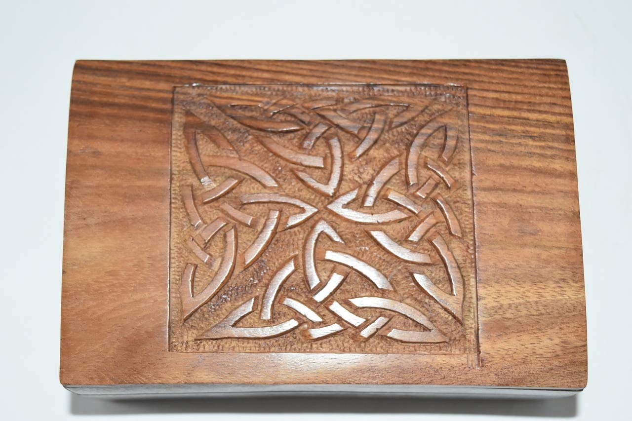 Nature's Enlightenment Celtic Knot Box - Premium Wooden Storage for Tarot Cards, Crystals & Altar Supplies | Spiritual Gift for Wiccans, Pagans & Meditation Practitioners | Perfect for Rituals, Energy Cleansing & Sacred Space Organization